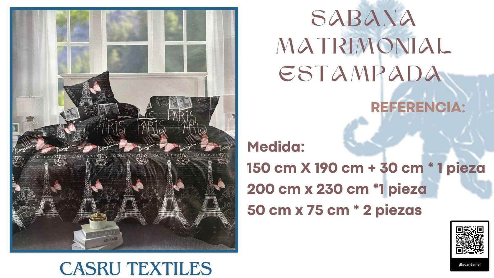 Sabana estampada matrimonial