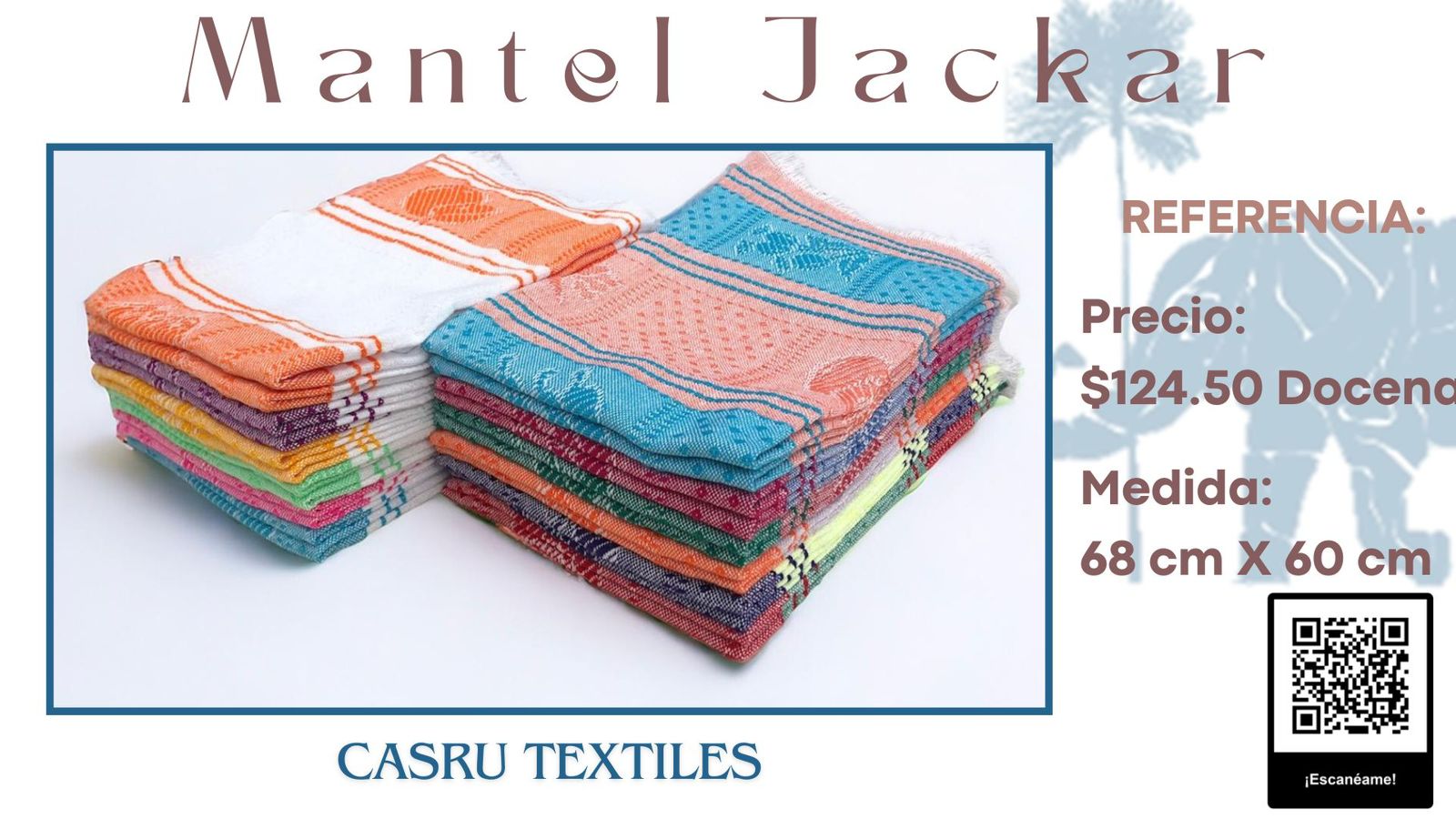 Mantelito Jacar Fondo Color o Blanco