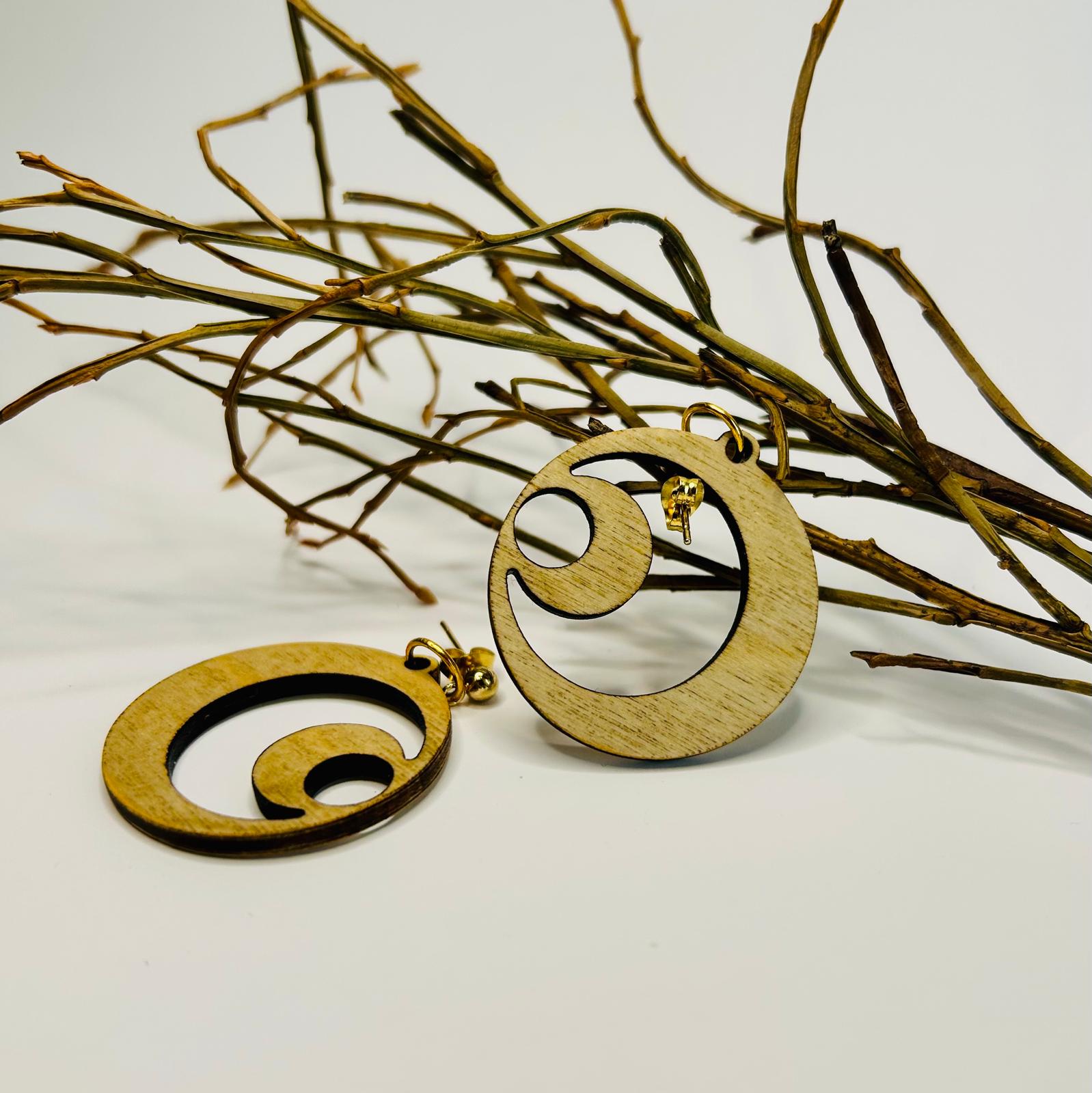 Holzohrring "Mond", natur