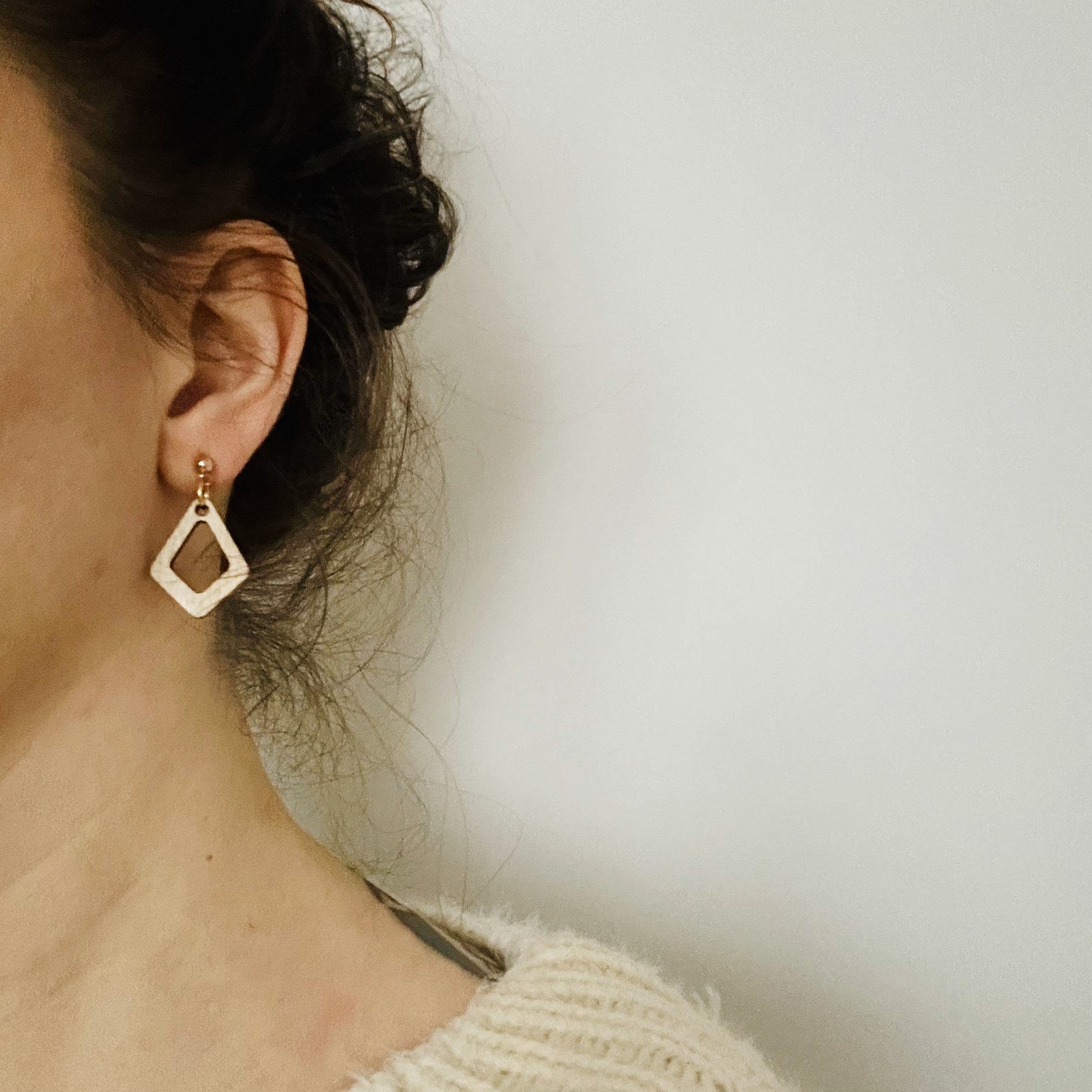 Holzohrring "Raute", natur