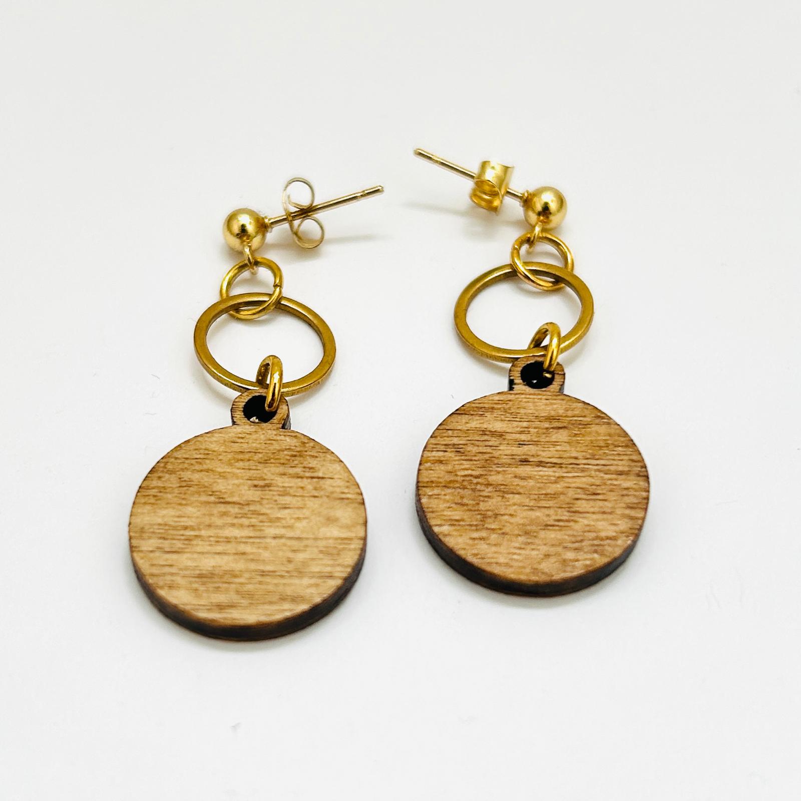 Ohrring "Runder Holzanhänger mit Metallring"
