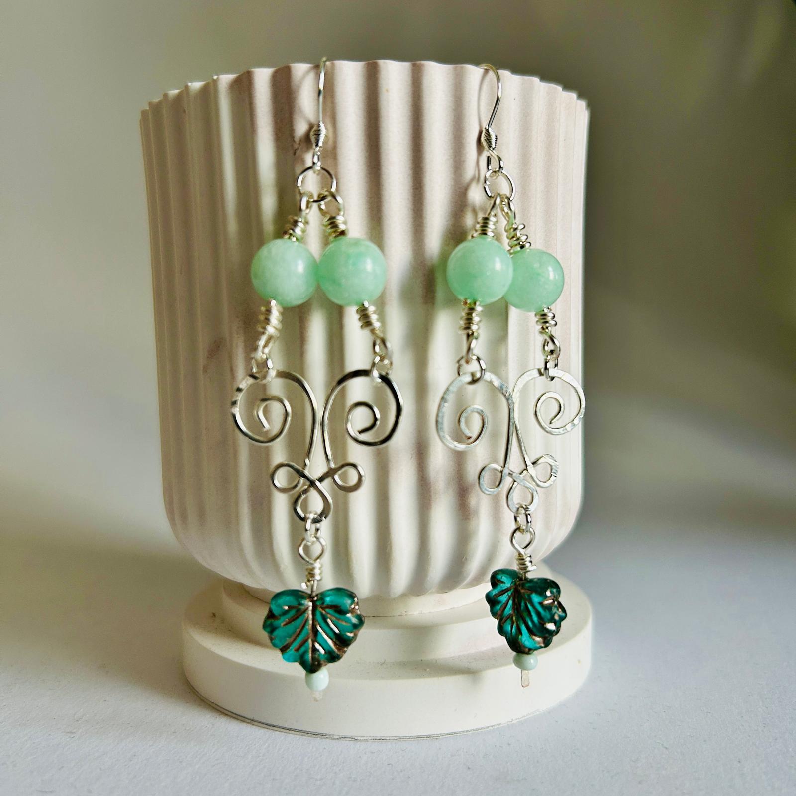 Ohrring "Jade & Blatt"