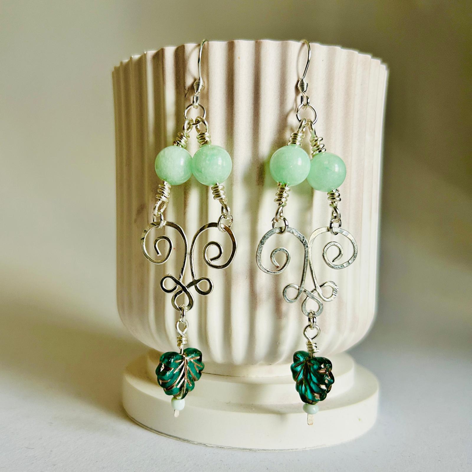 Ohrring "Jade & Blatt"