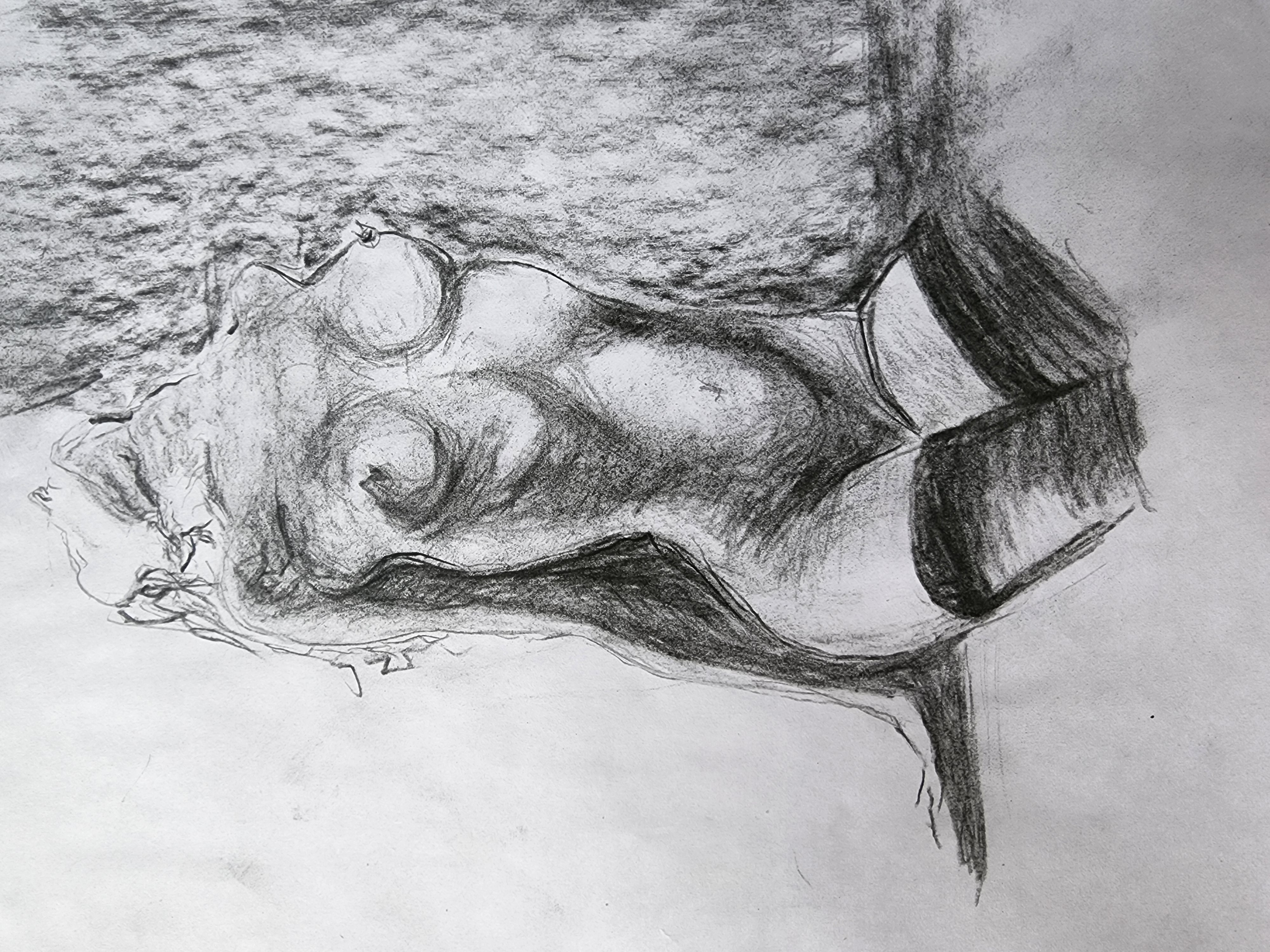 Women Nude Charcoal Drawing