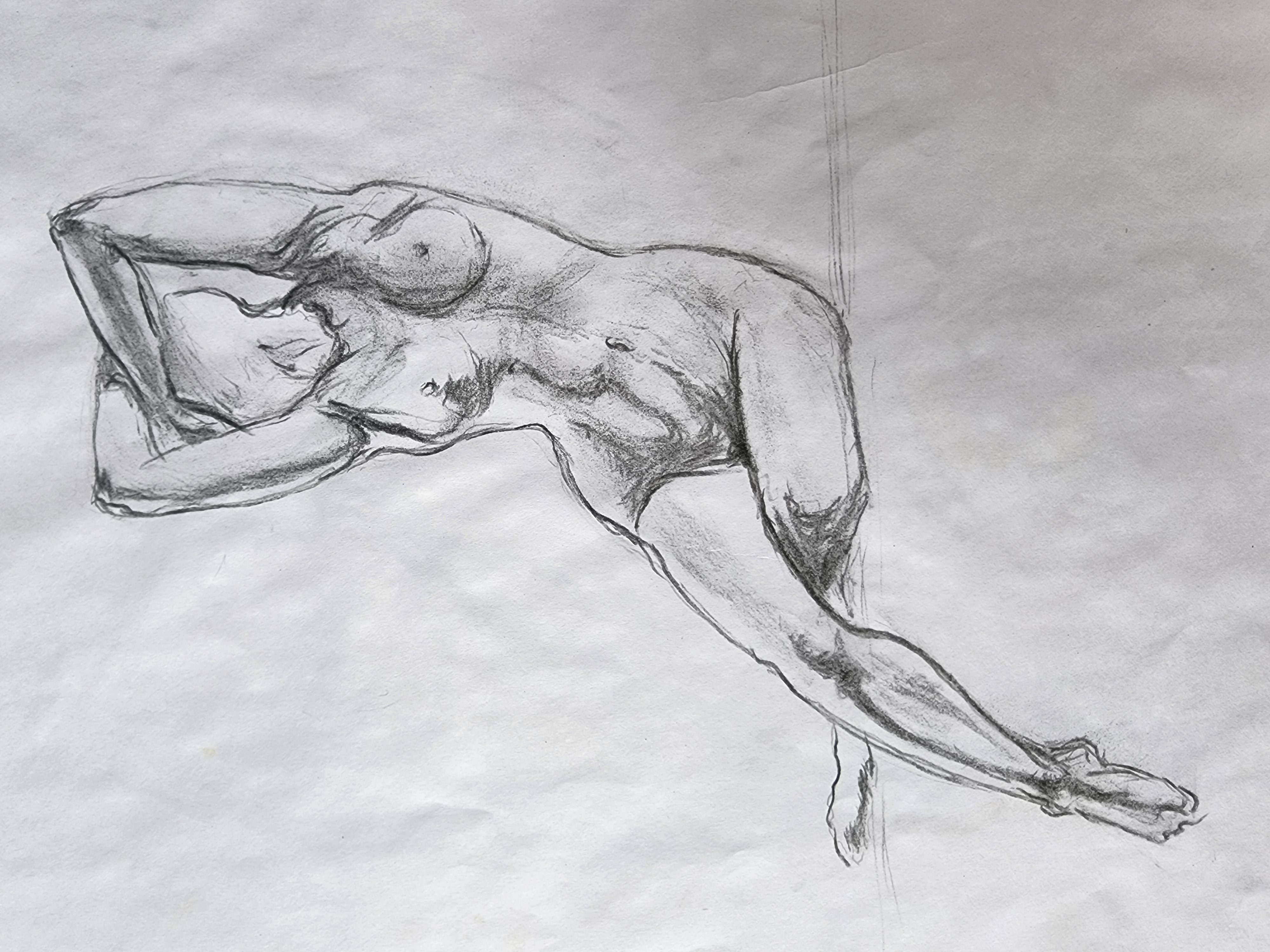 Charcoal Women Nude Figure Drawing