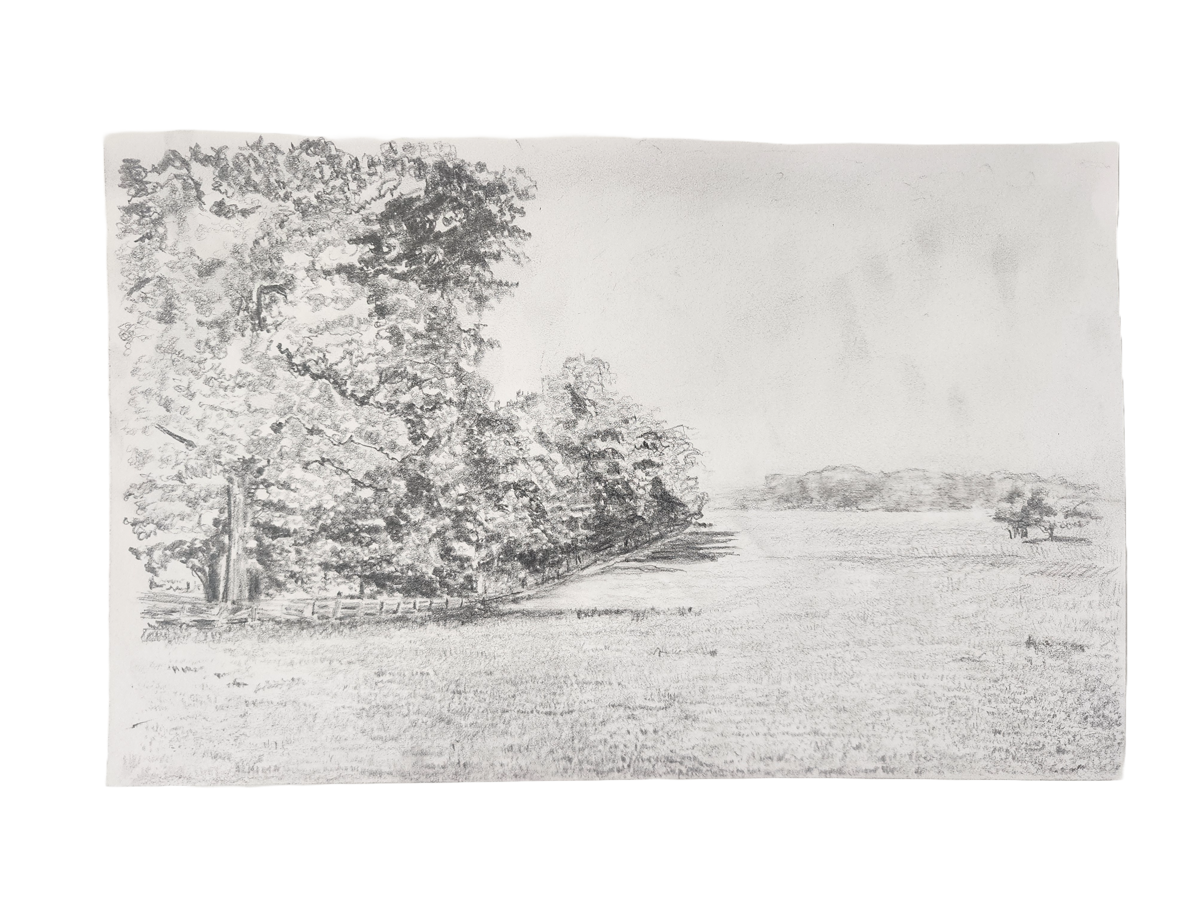 Black and White Landscape Pencil Drawing