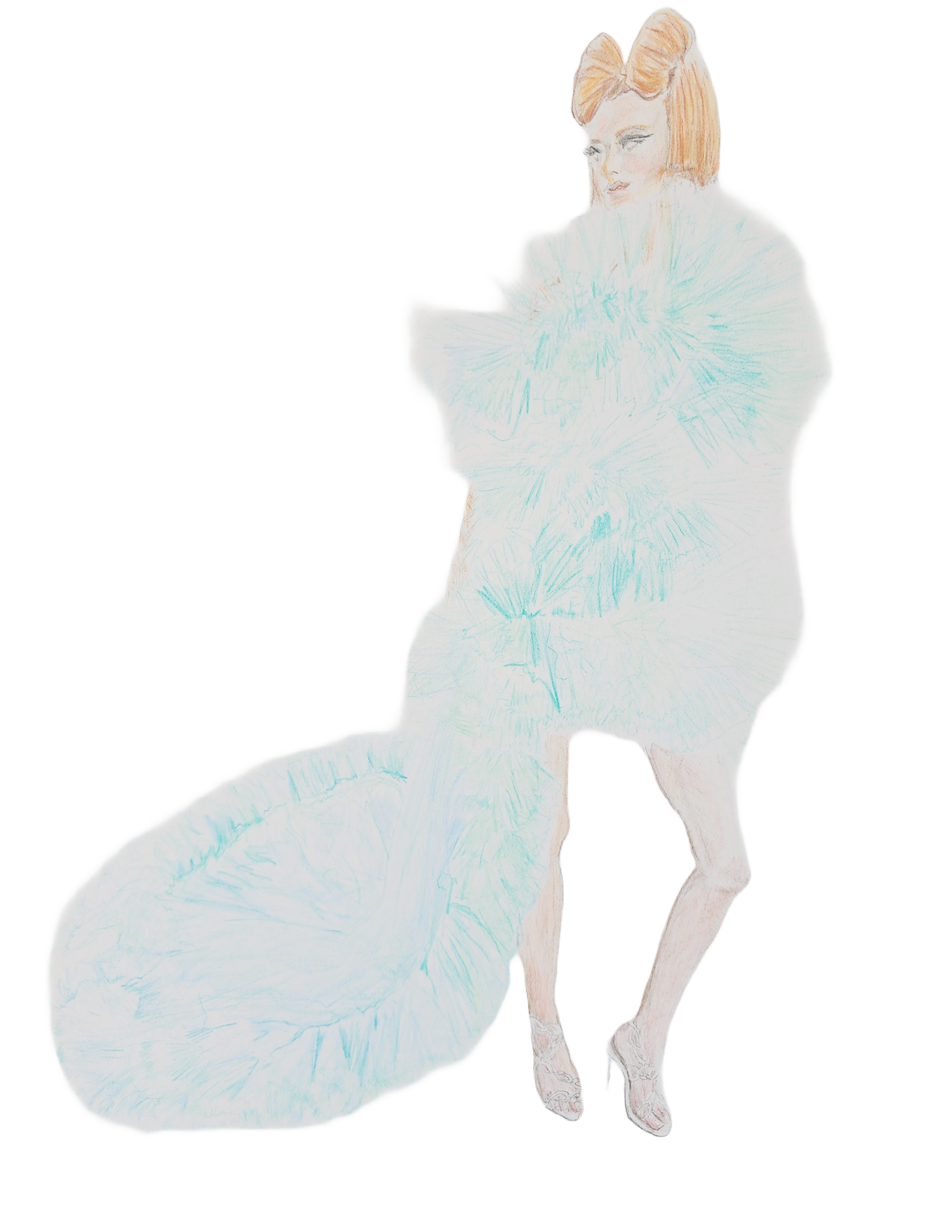 Elegant Feathered Gown