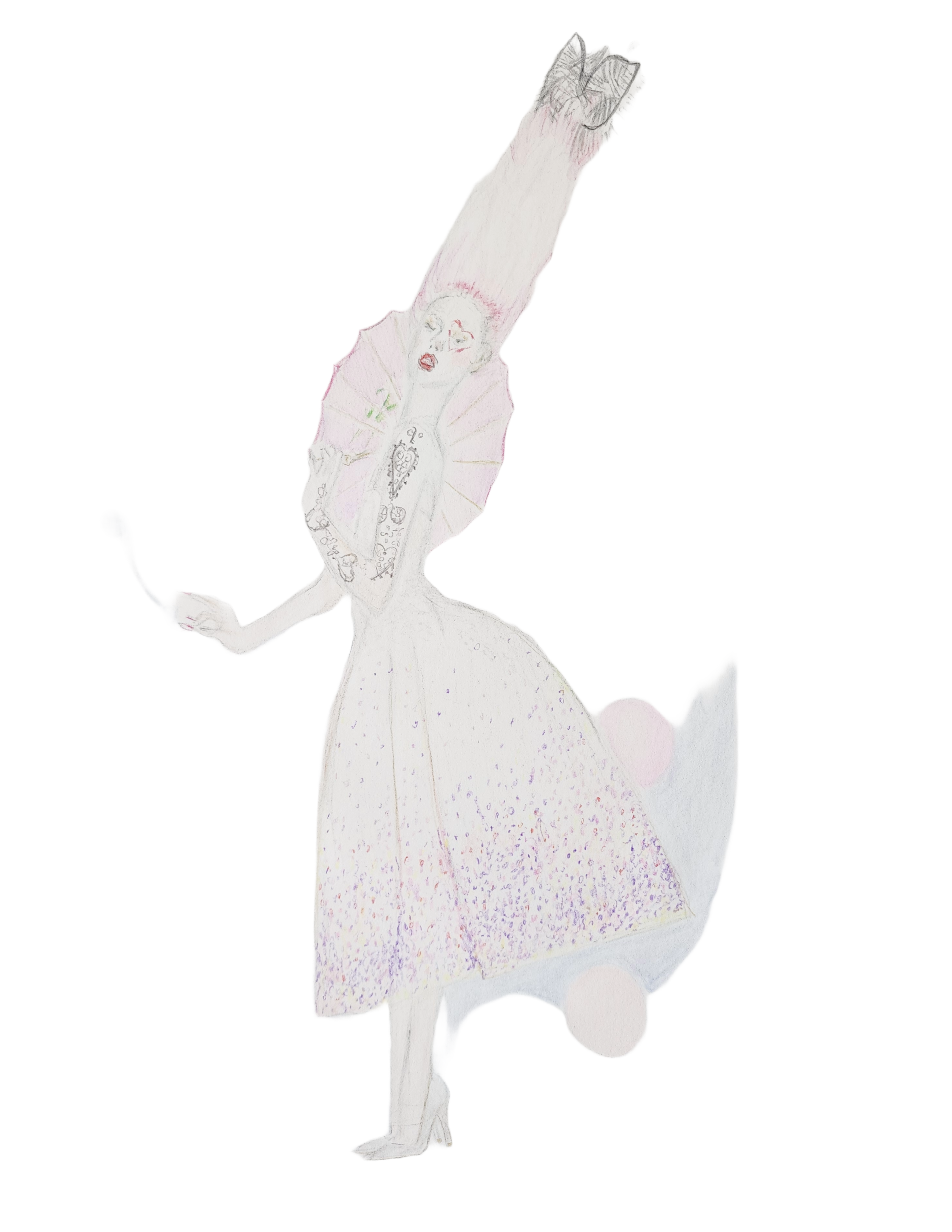 A Fashion Illustration of a Woman with an Whimsical Hairstyle