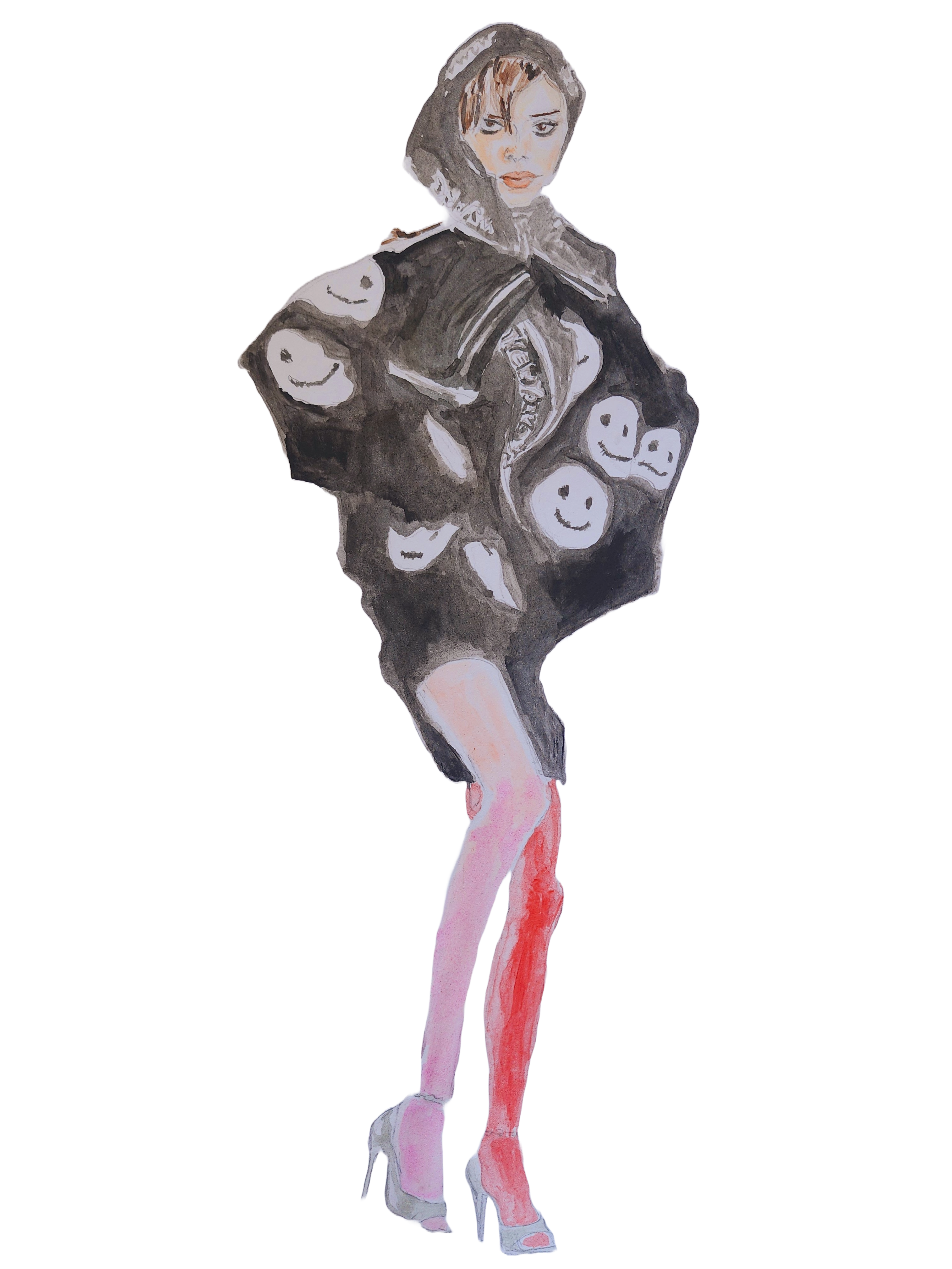 Smiley Face Hoodie Fashion Illustration