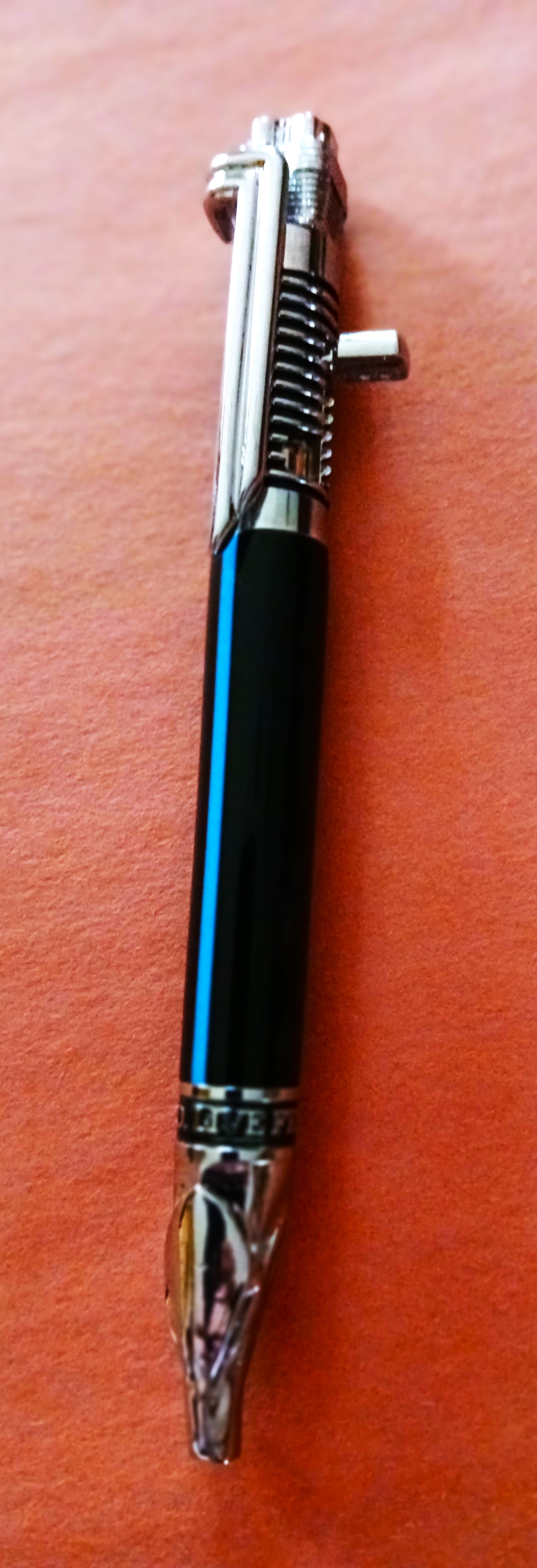 Motorcycle Blue Thin Line - Chrome