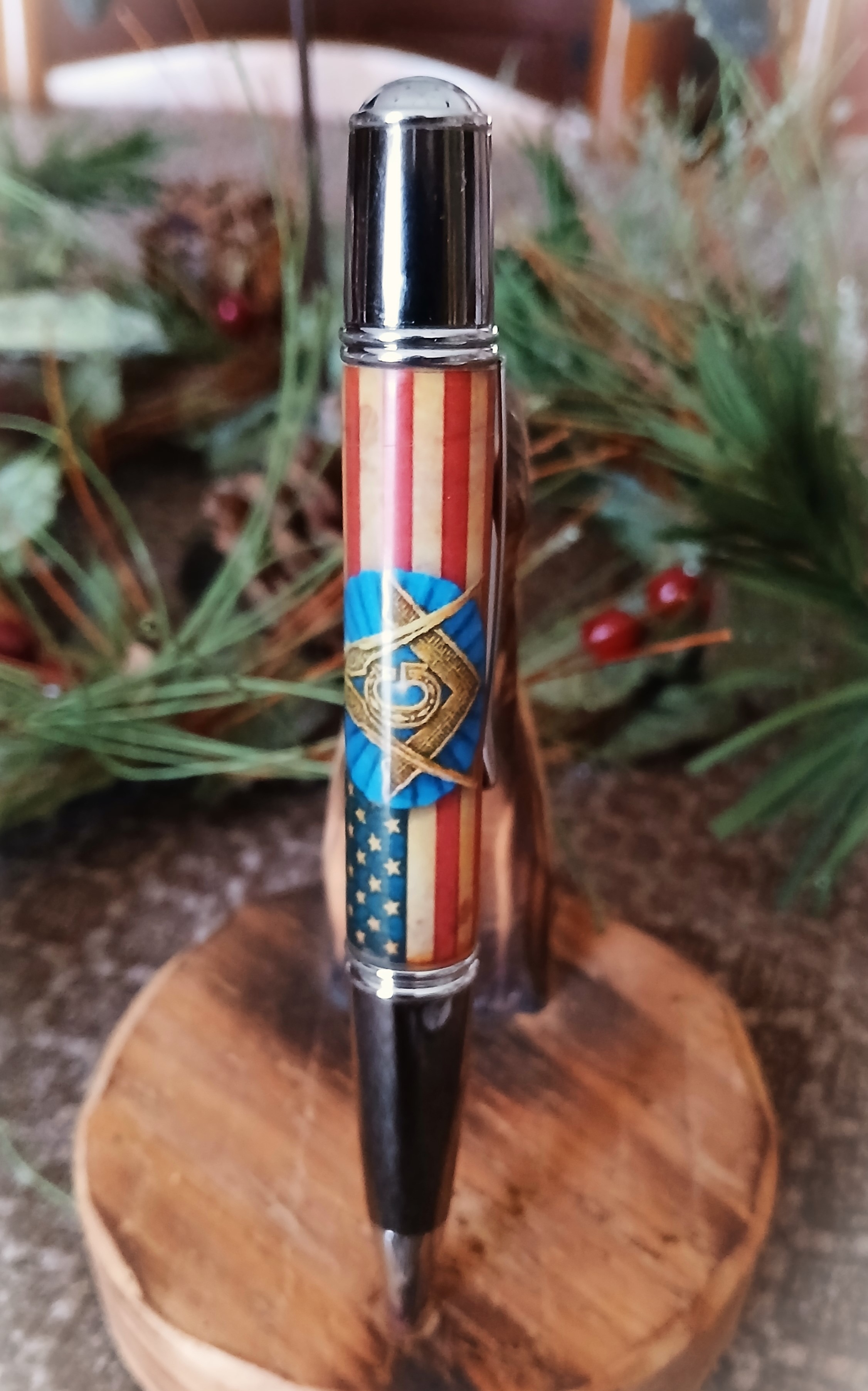 Handcrafted Patriotic Masonic Pen