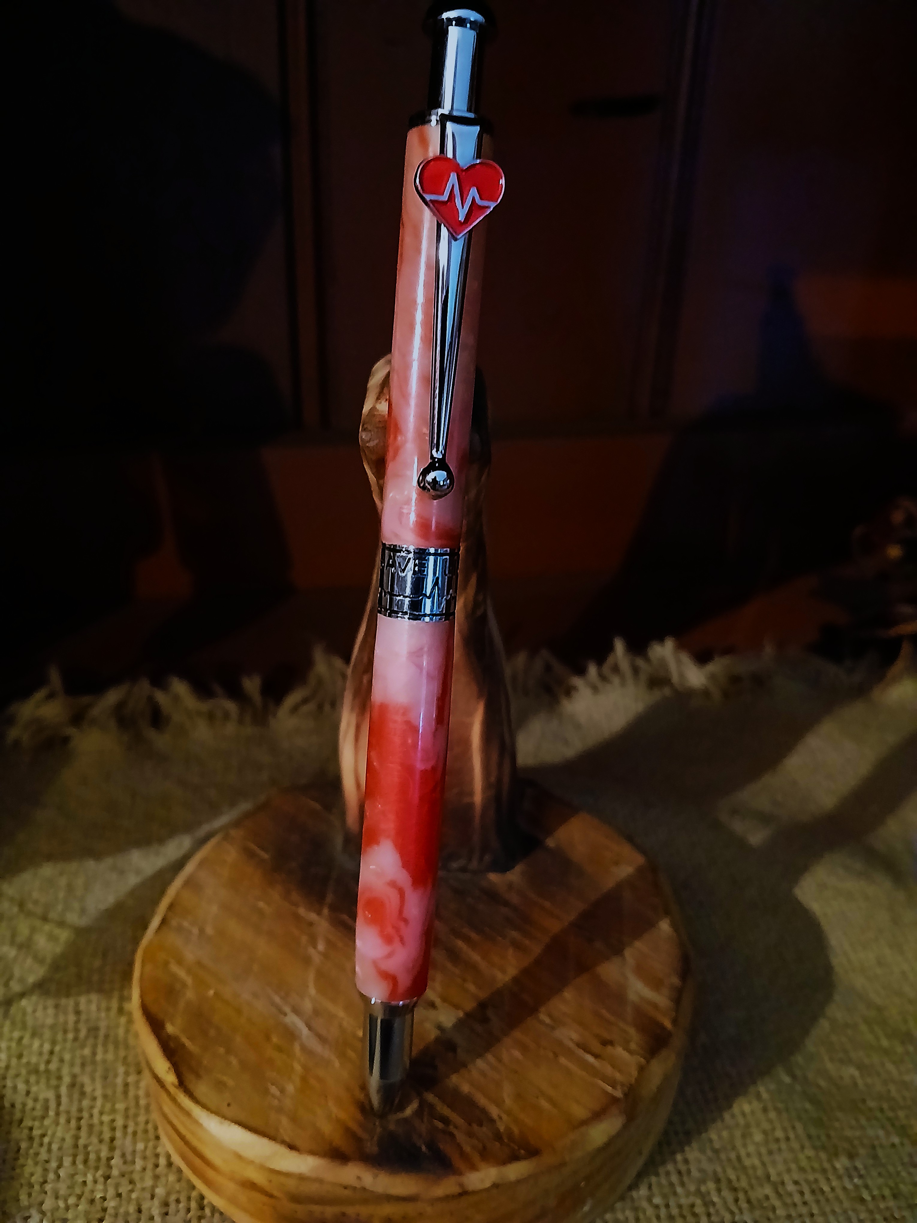 Handcrafted  Pen with Hart clip