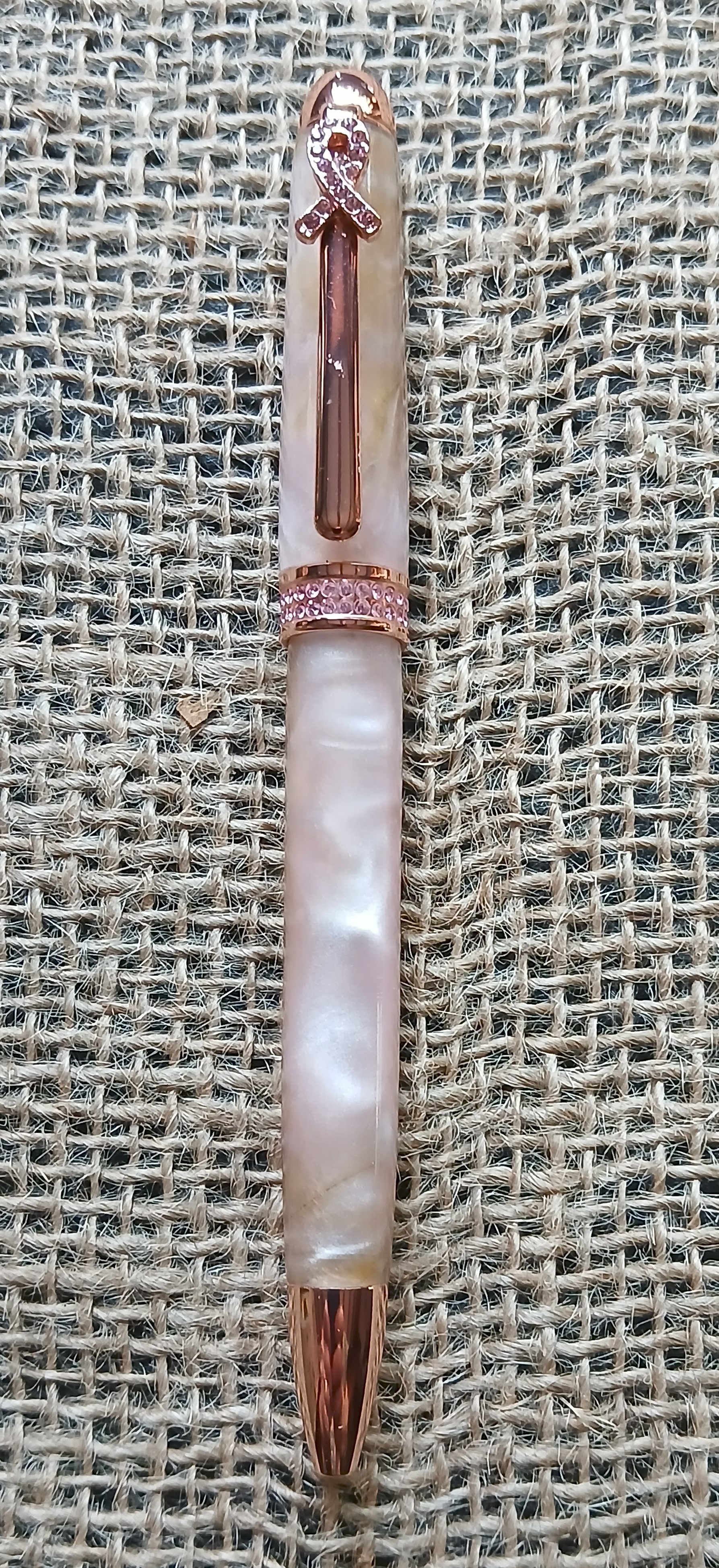 Elegant Pearl Pink White Pen Breast Cancer