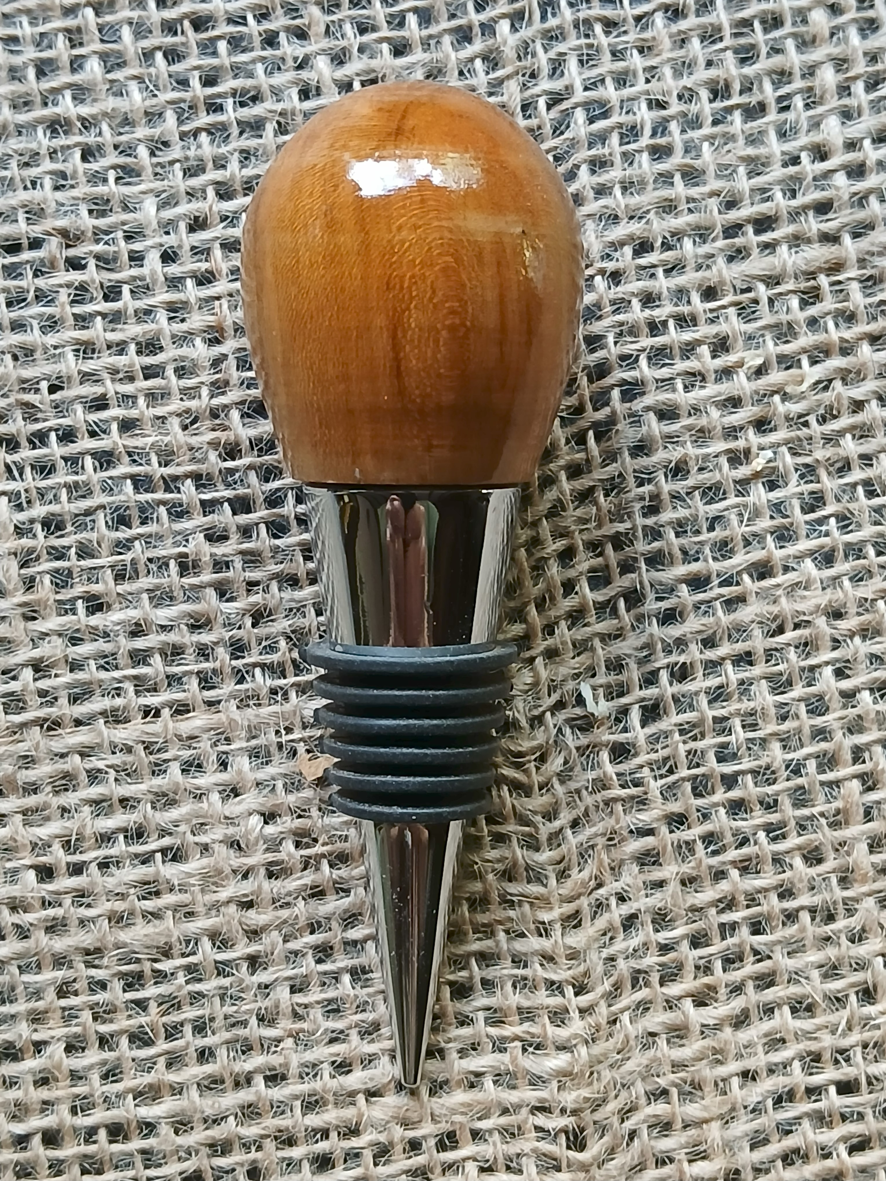 Wood and Metal Wine Bottle Stopper