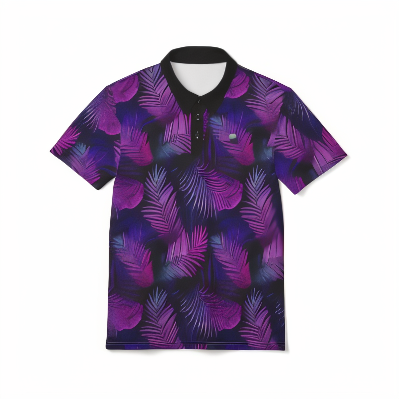 Deep Purple Hawaiian Polo Shirt