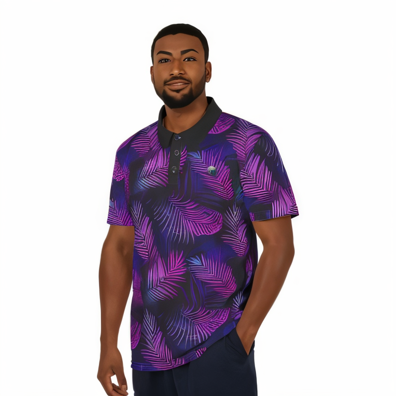 Deep Purple Hawaiian Polo Shirt