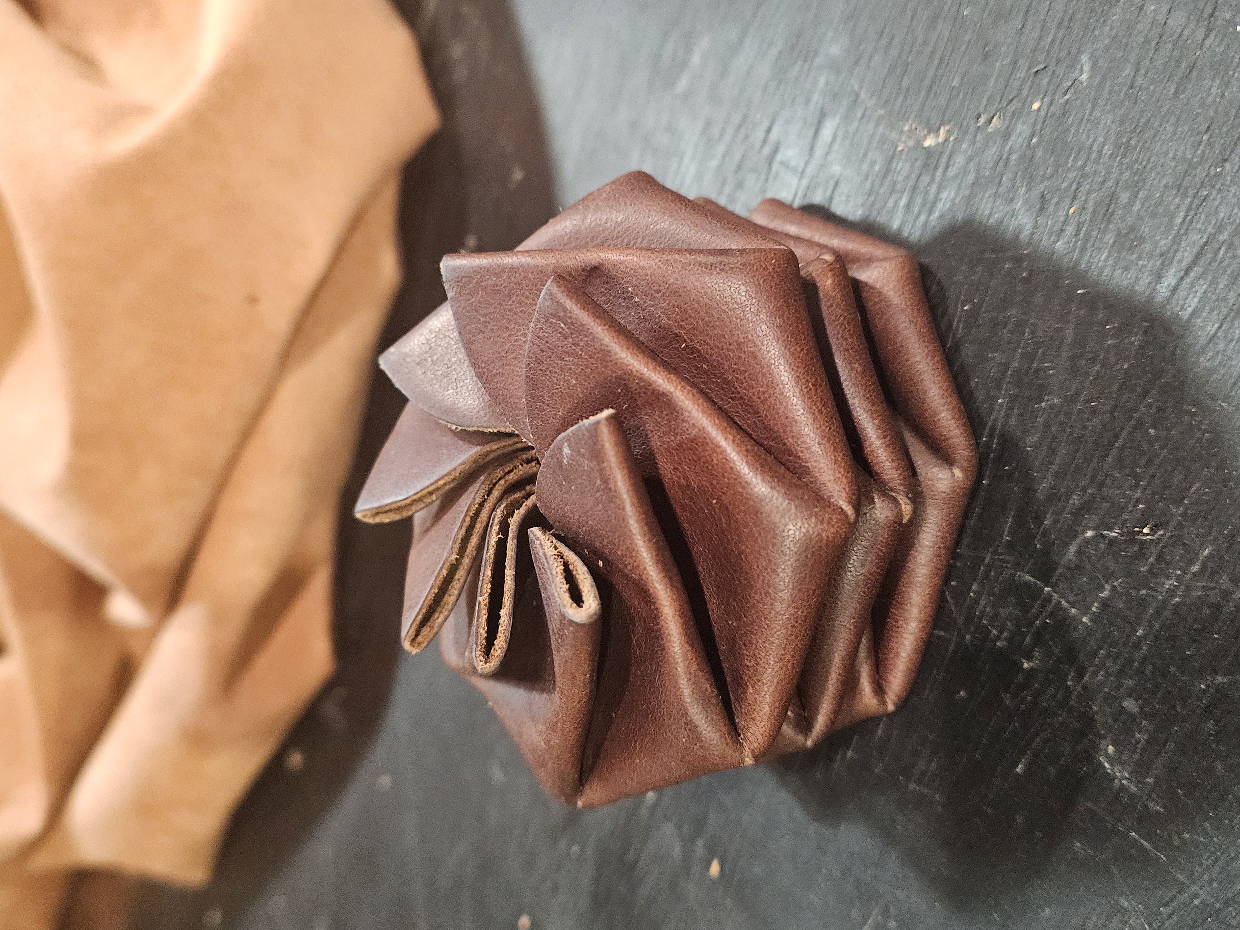 Handmade Leather Origami Coin Pouch