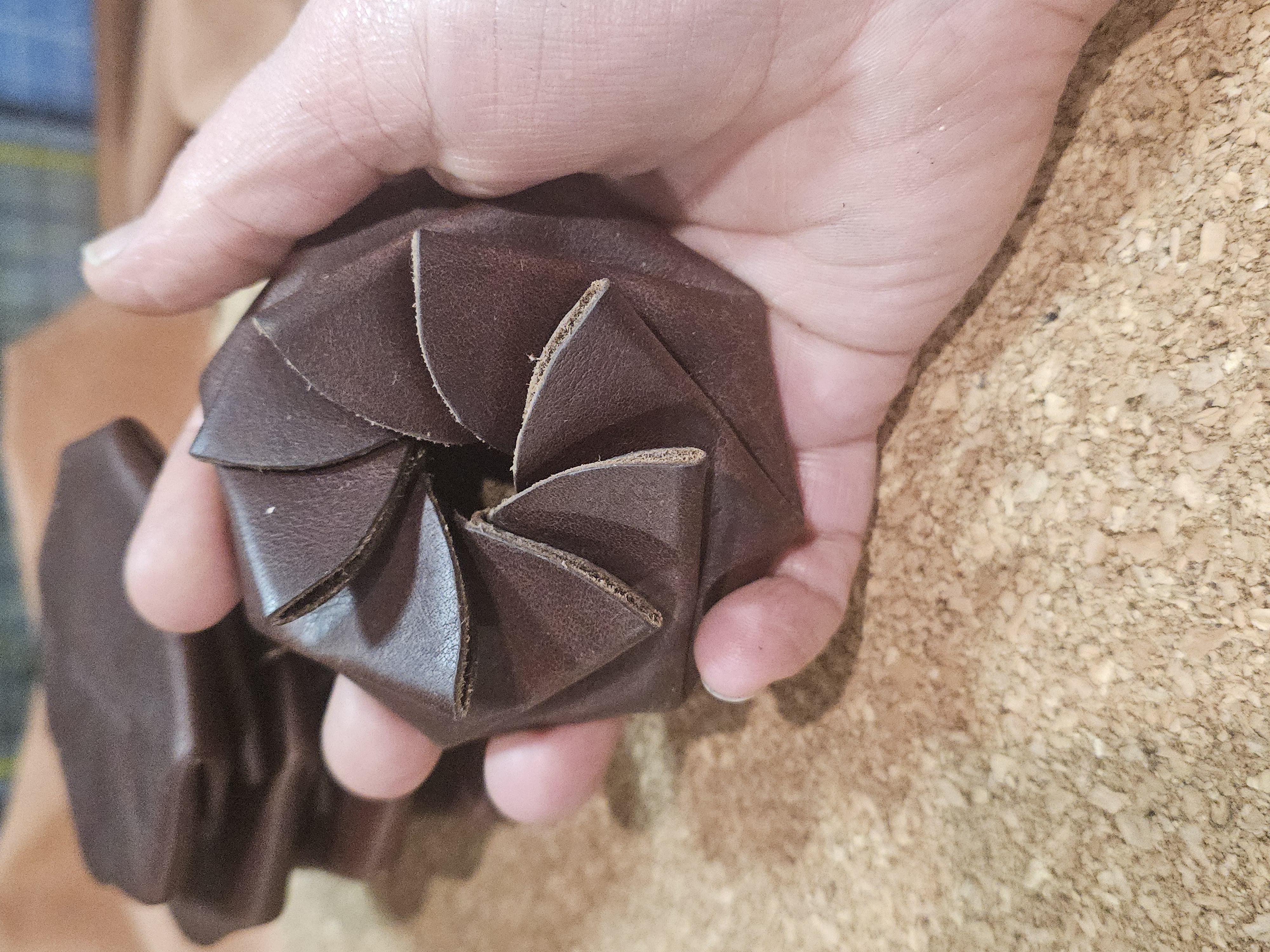Handmade Leather Origami Coin Pouch