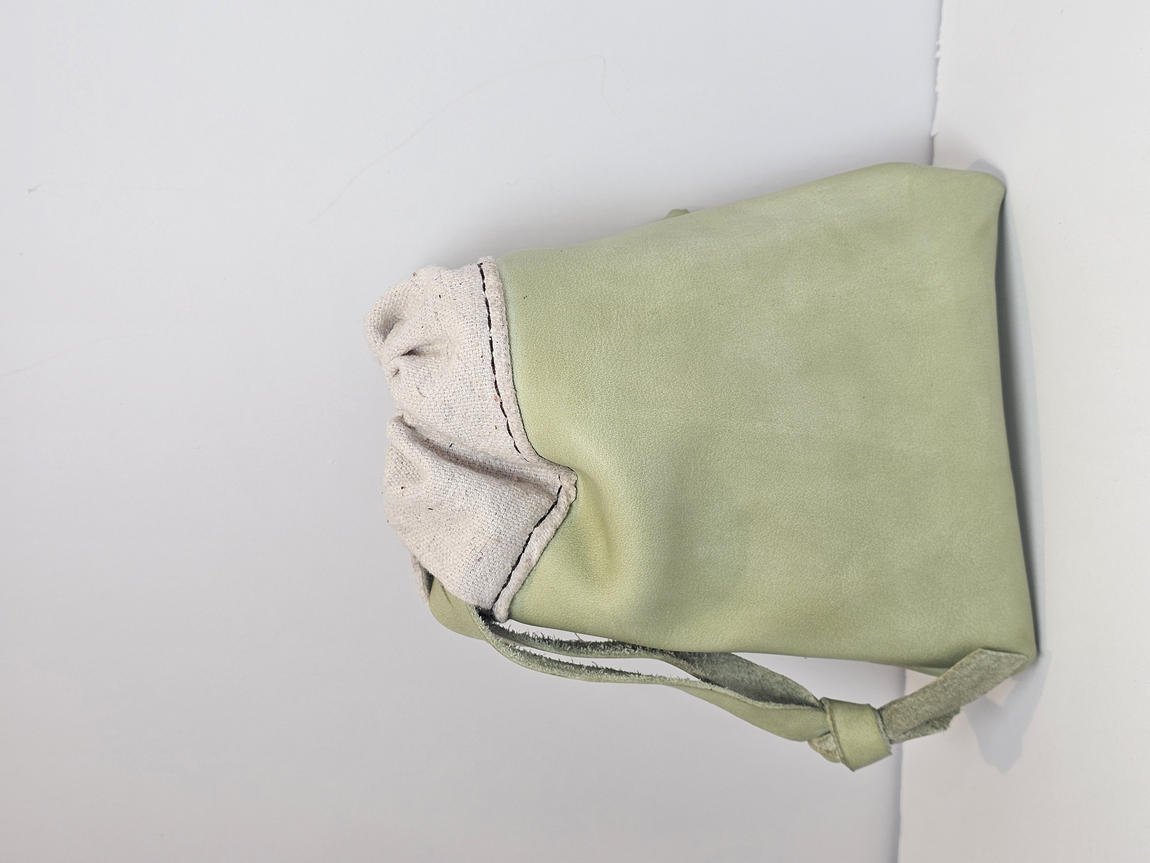 Leather and Canvas Drawstring Bag