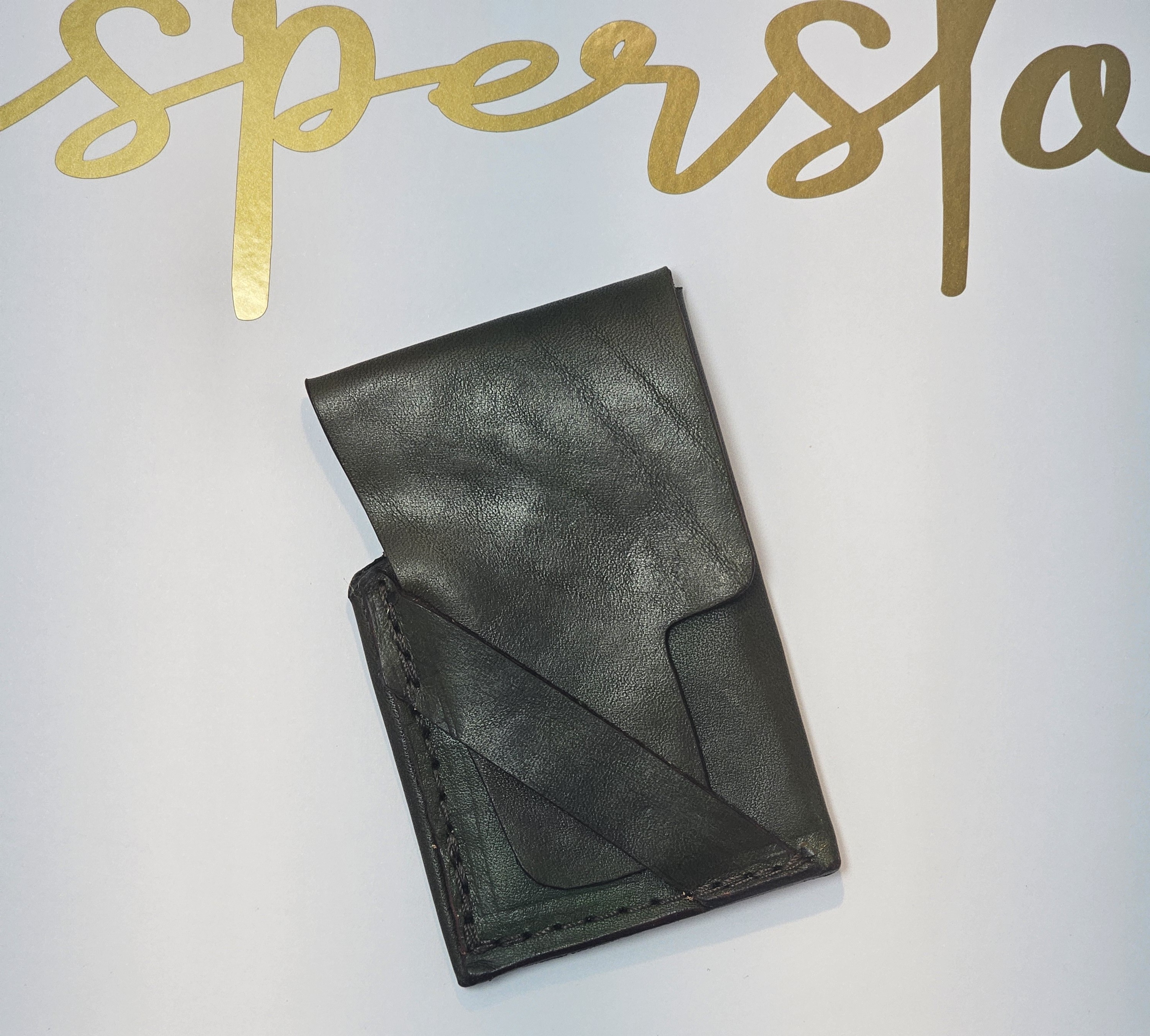 Green, Left Handed, Leather Card Holder