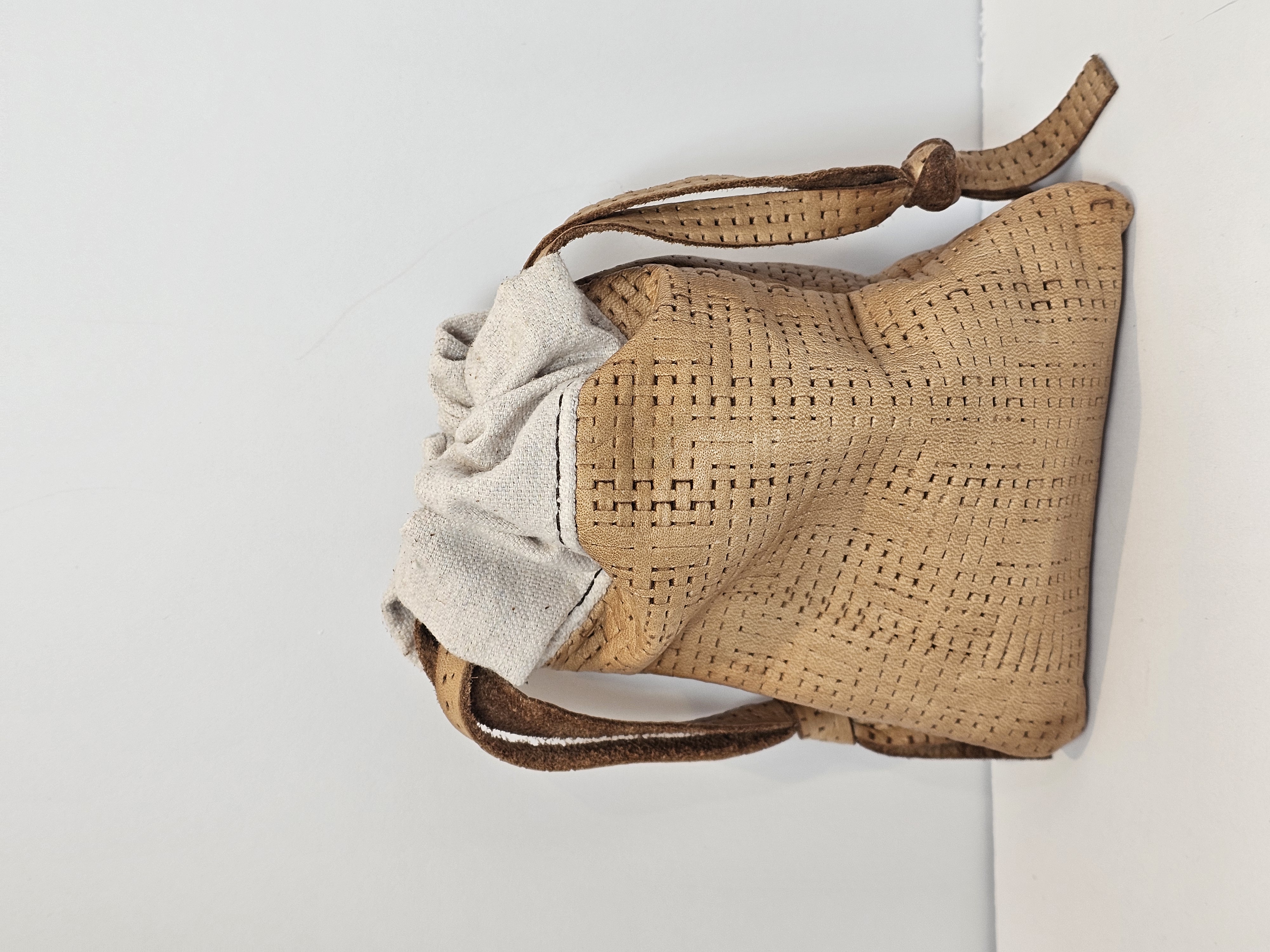 Leather and Canvas Drawstring Bag