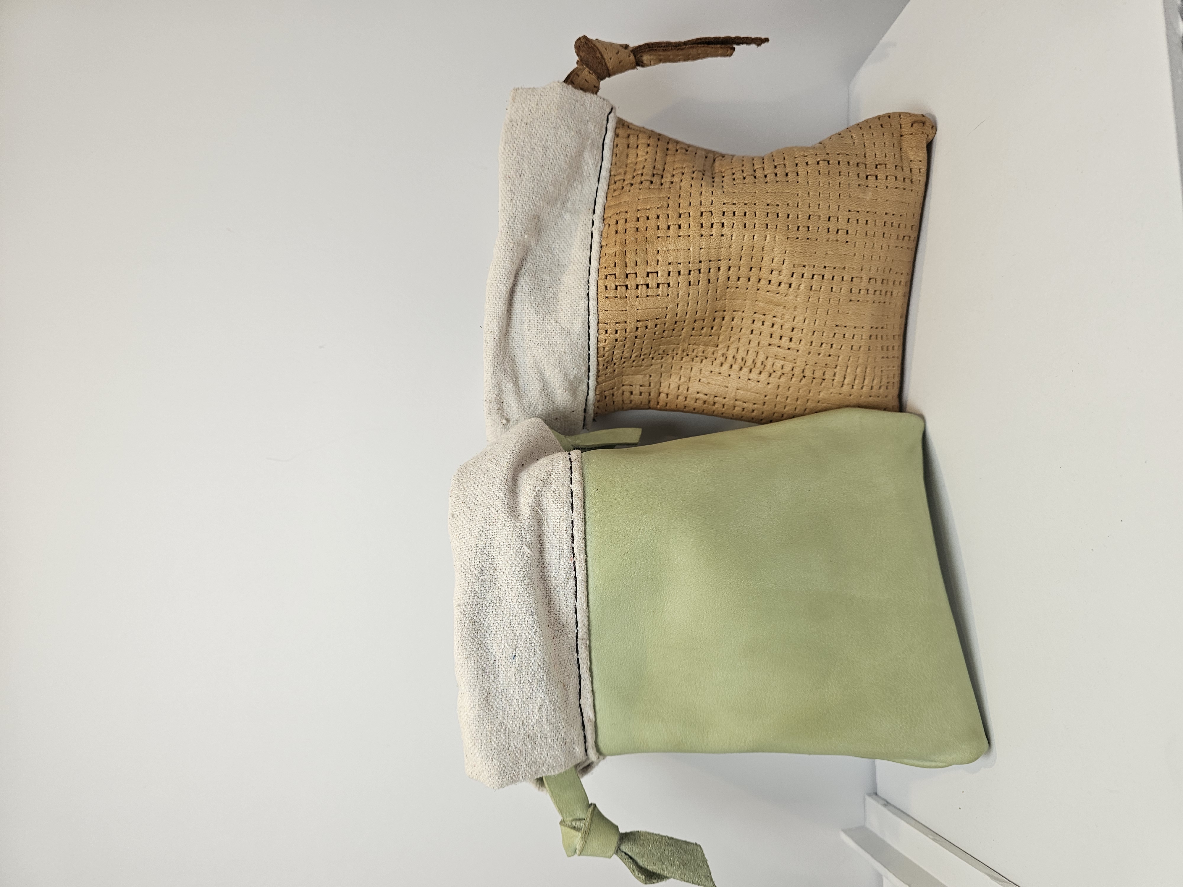 Leather and Canvas Drawstring Bag