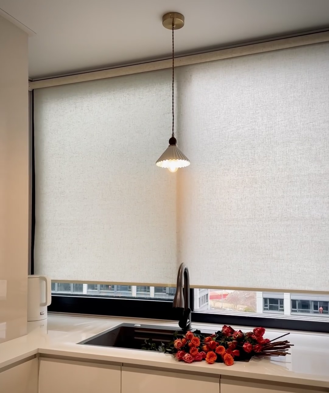 Cordless Roller Shades, No Tools No Drill Blackout Window Blinds, Pleated Fabric, Energy Efficient for Home & Office