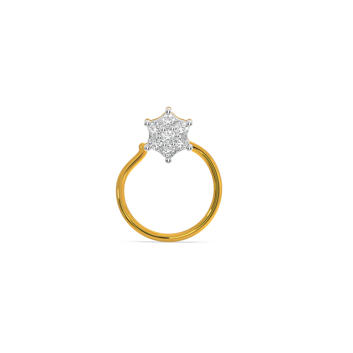 Gold and Diamond Star Nose Ring