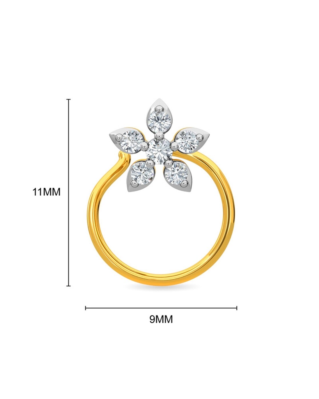 Gold Flower Lab grown Diamond Nose Ring