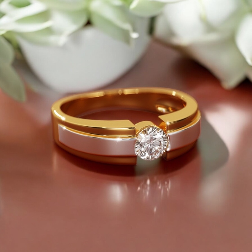 Solitaire Gold and Lab grown Diamond Ring