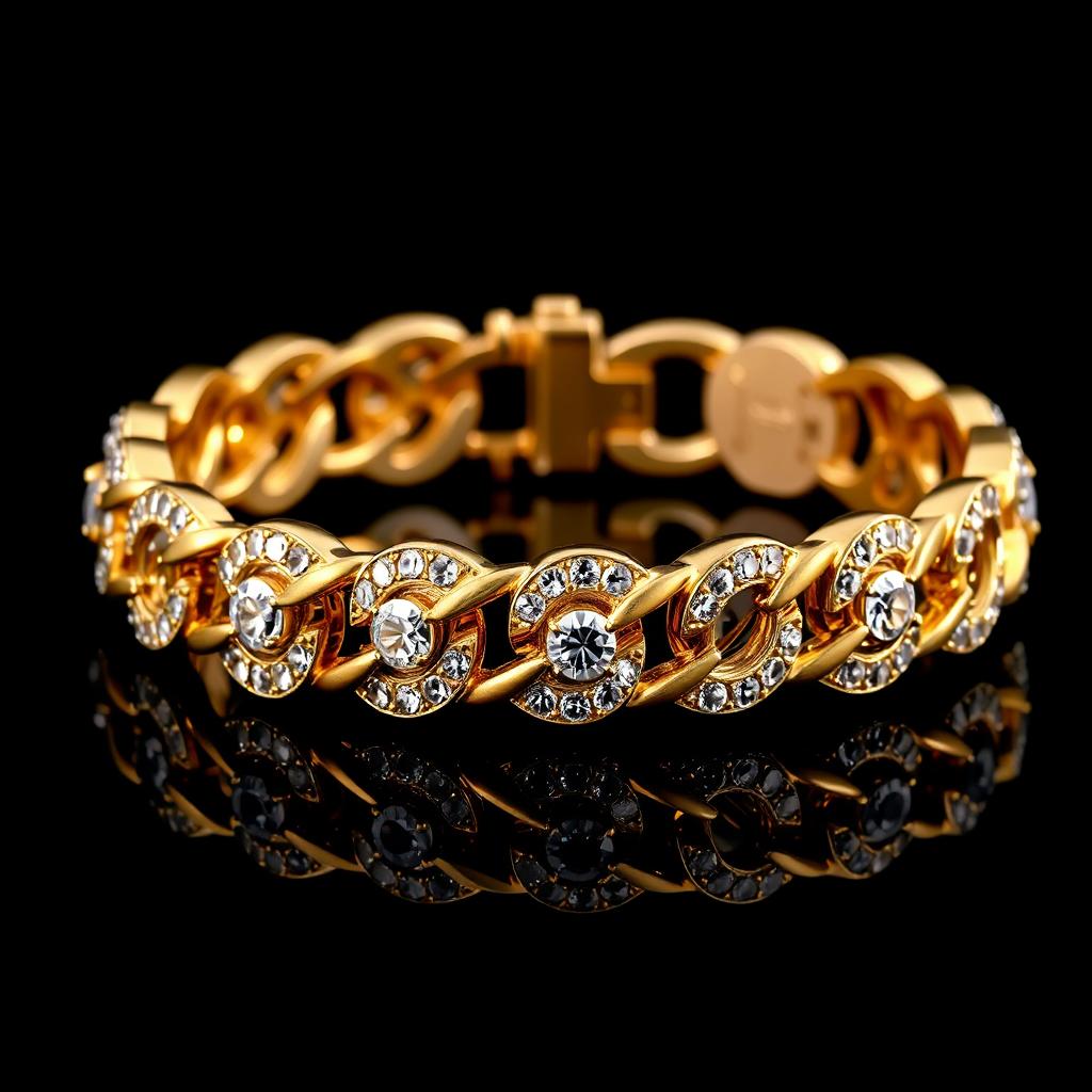 Gold Bracelet with Crystals