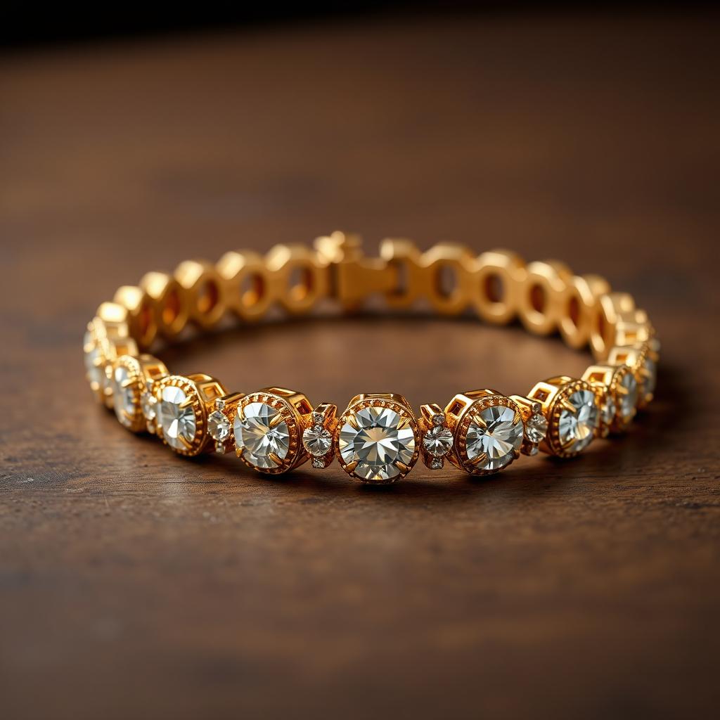 Gold Bracelet with Diamond Accents