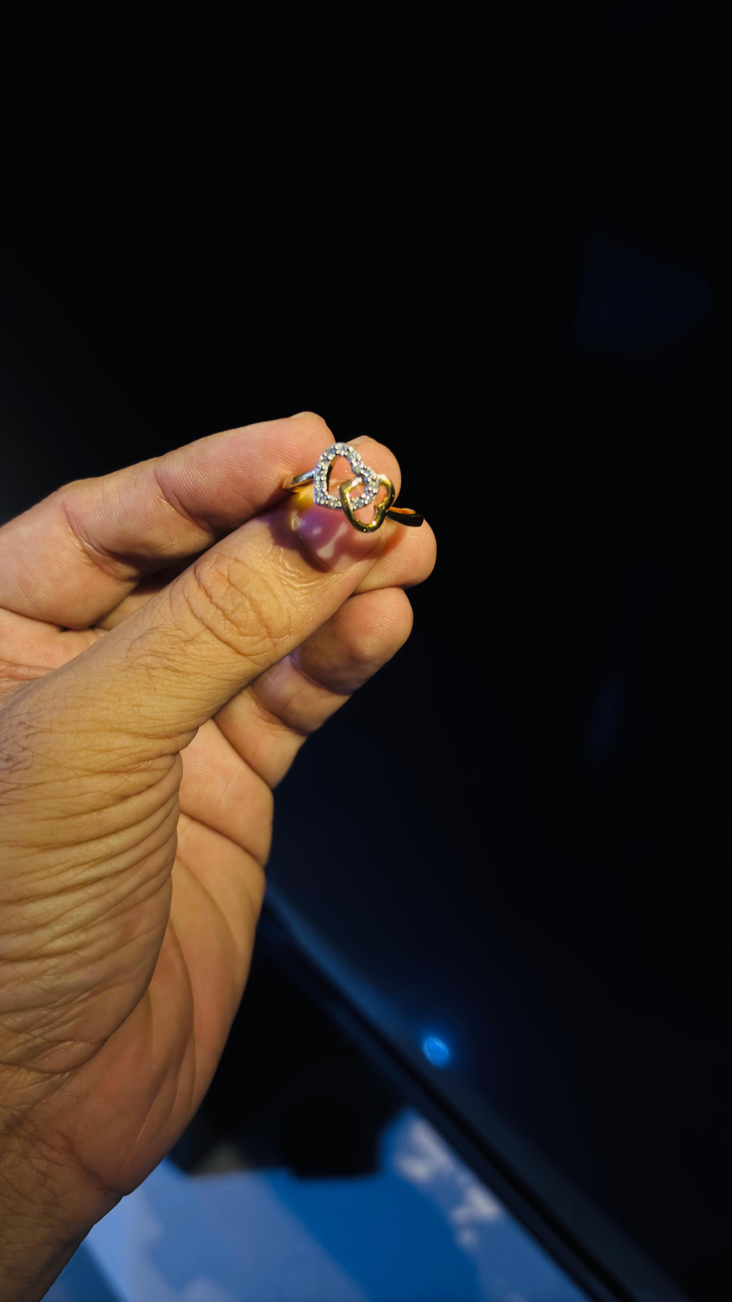 Heart beat Gold Ring with Diamond Inlay