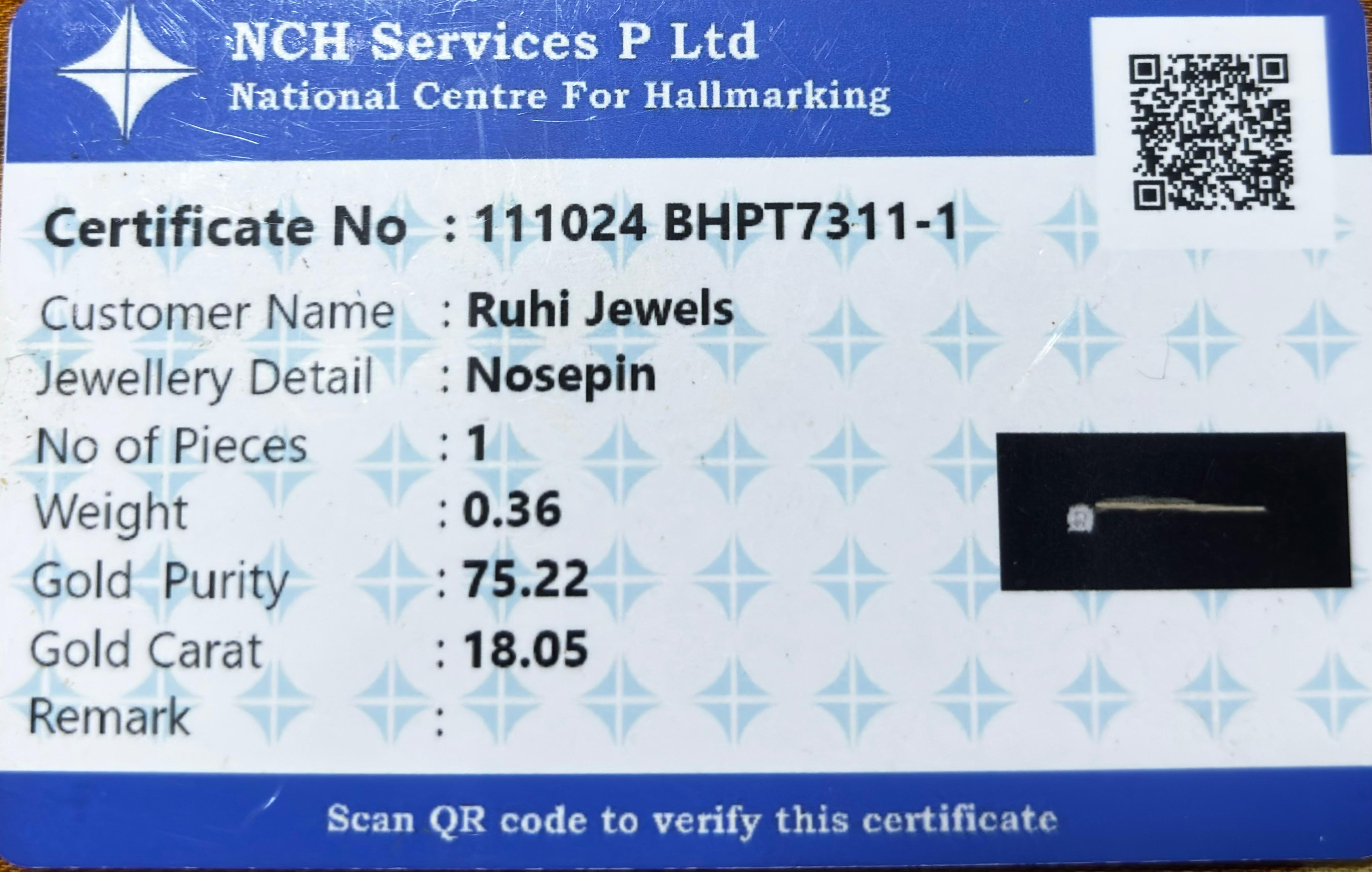 Lab Grown Diamond Nose Pin