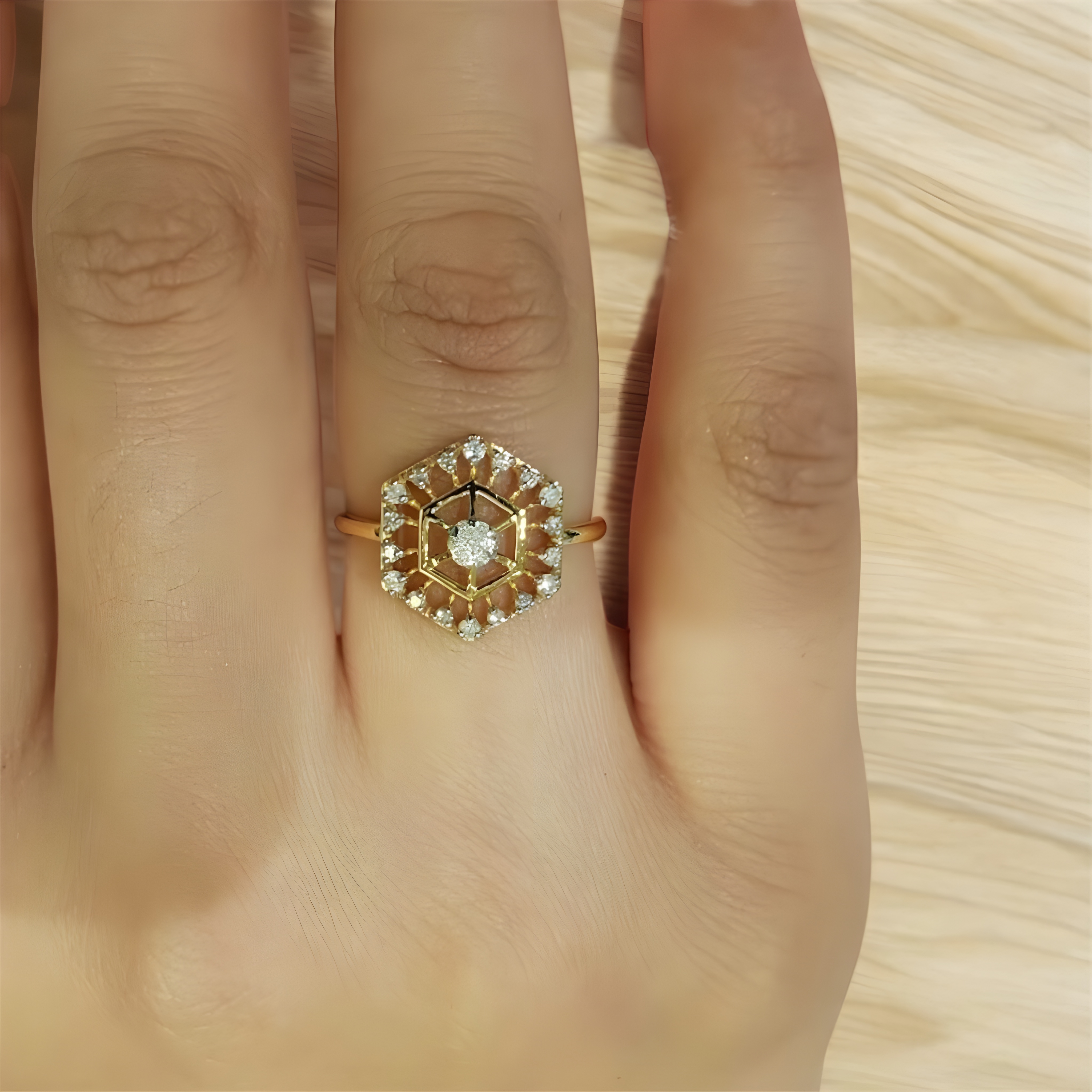 Hexagonal Diamond Ring