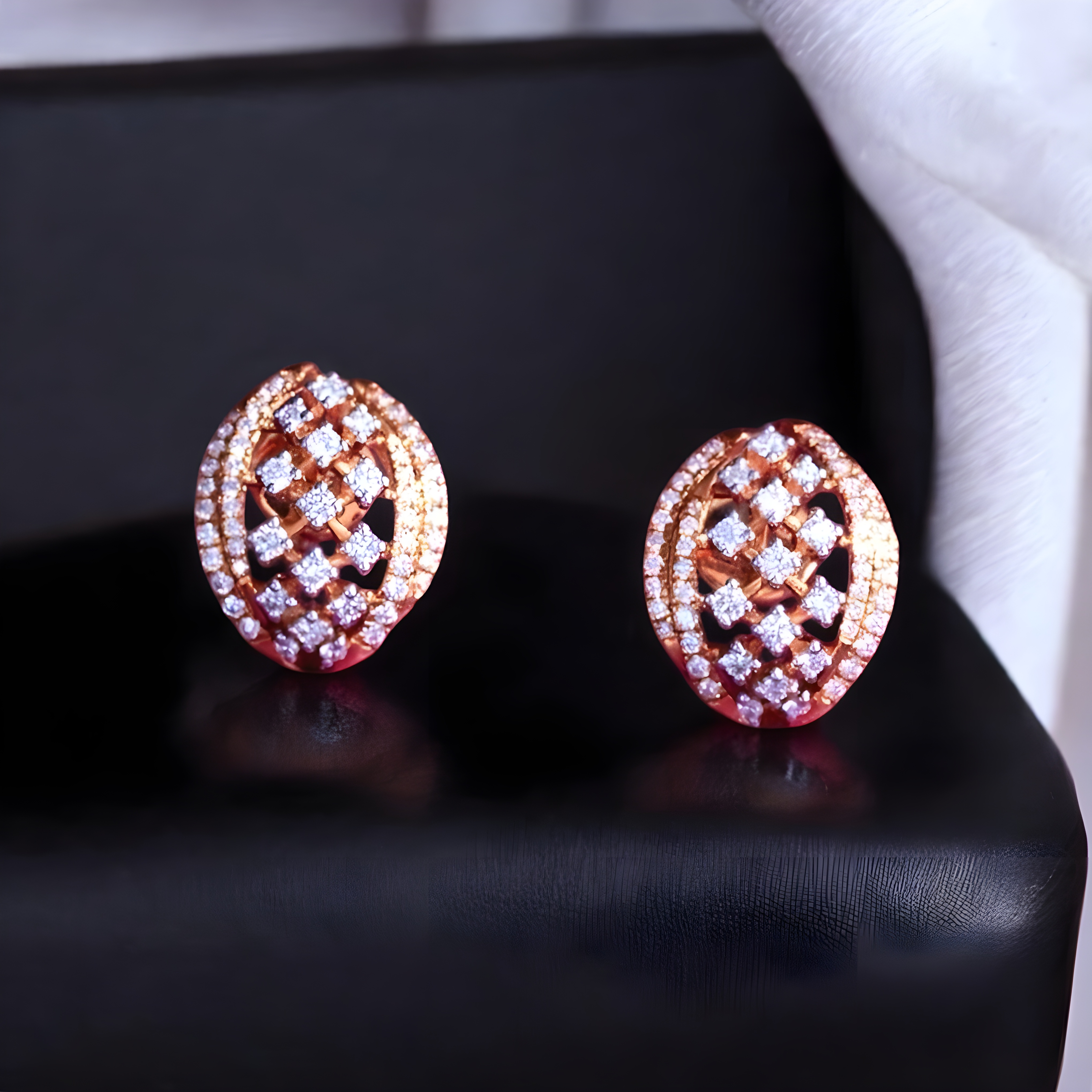 Oval Grid Elegance Lab-Grown Diamond Earrings