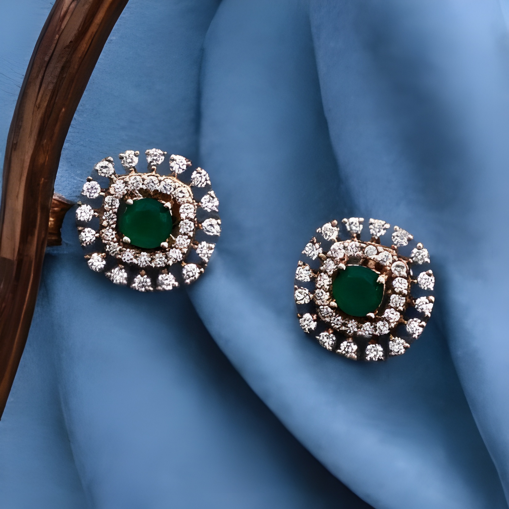 Emerald Radiance Lab-Grown Diamond Halo Earrings