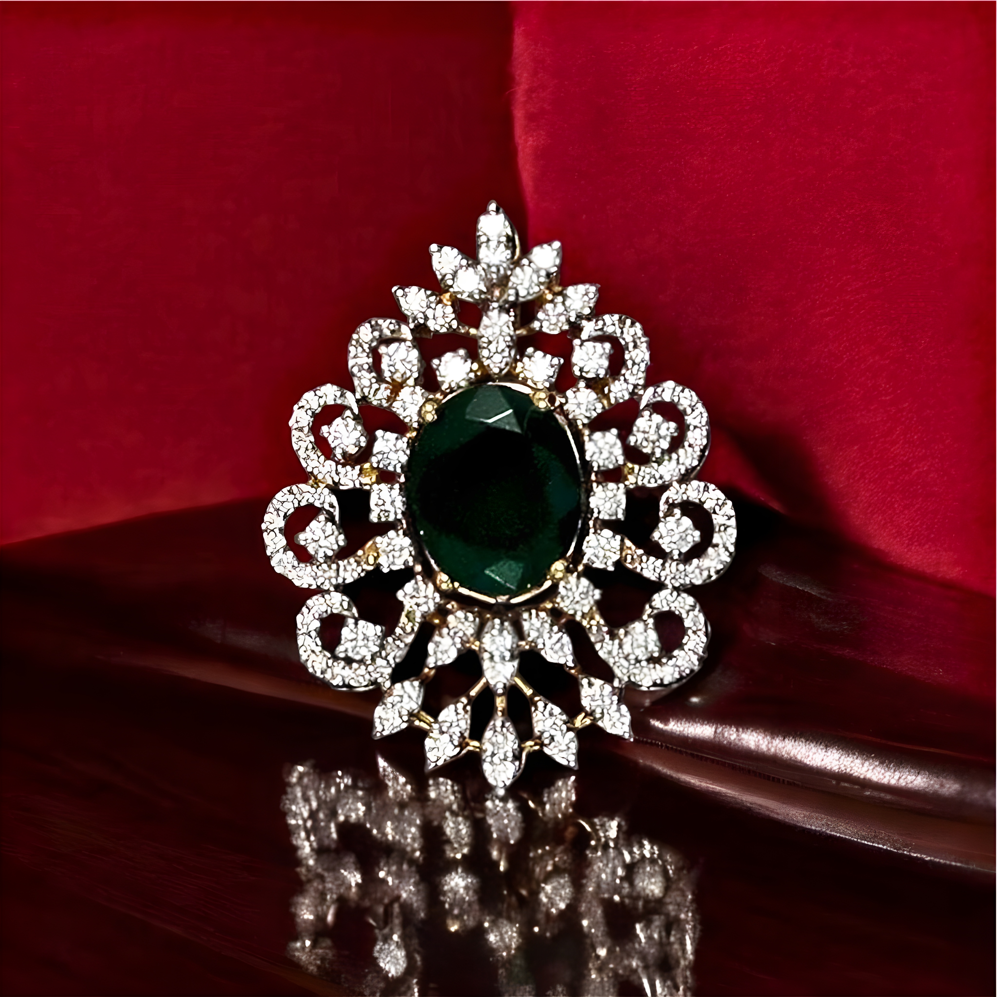 Regal Elegance: Lab-Grown Diamond Pendant with Emerald Center