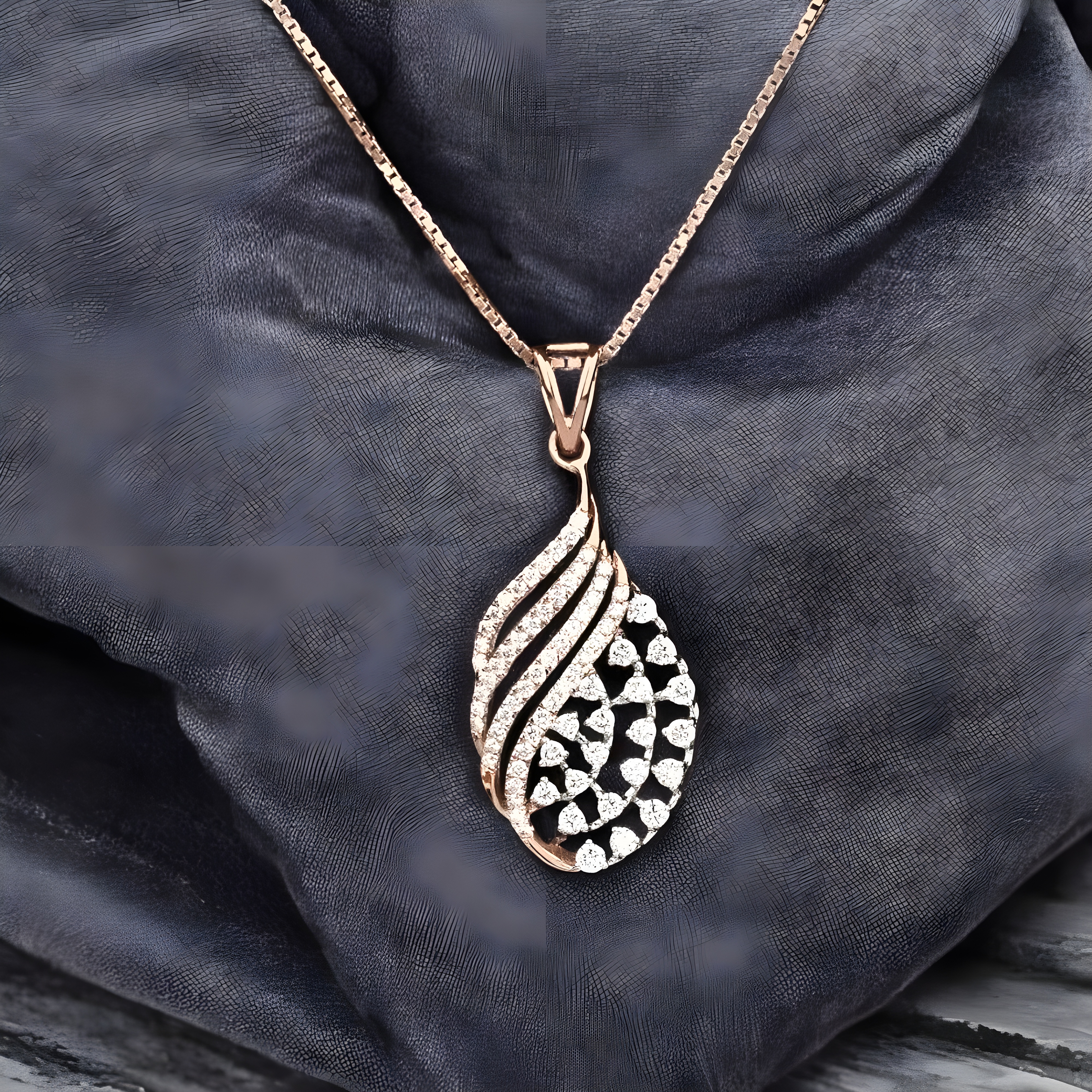 Elegant Wave-Design Lab-Grown Diamond Pendant