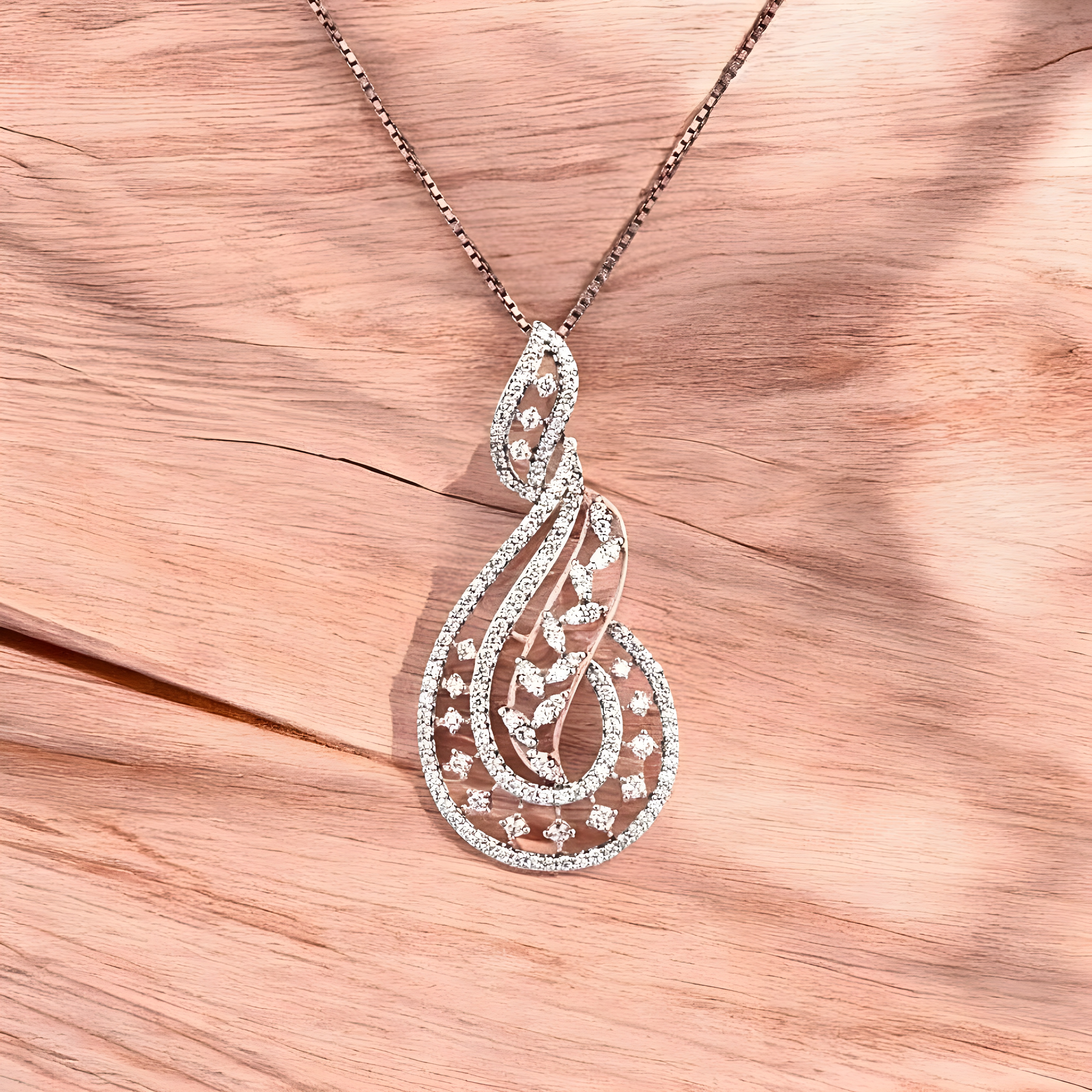 Graceful Swirl Pendant: Lab-Grown Diamond