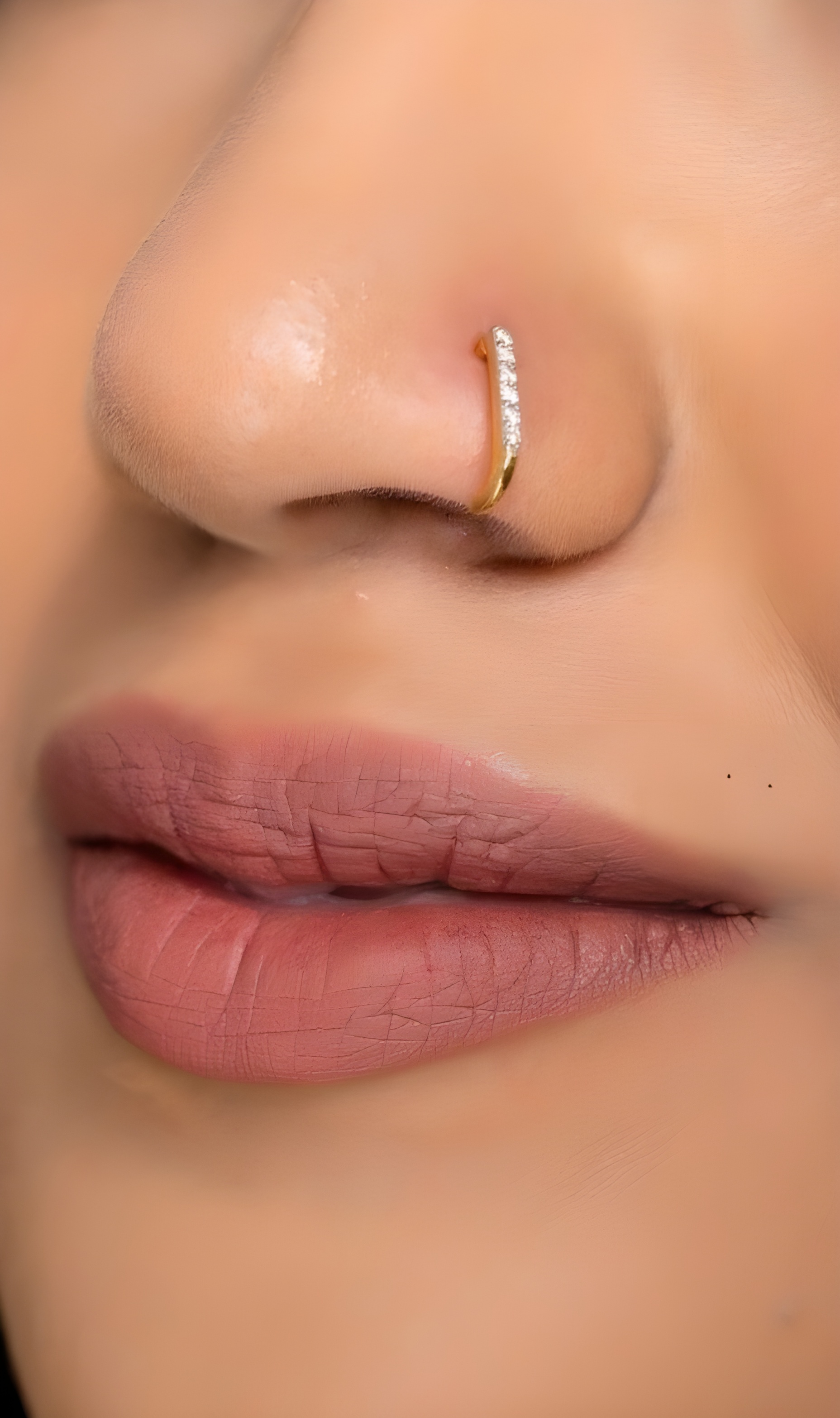 Gold and Lab Diamond Nose Ring