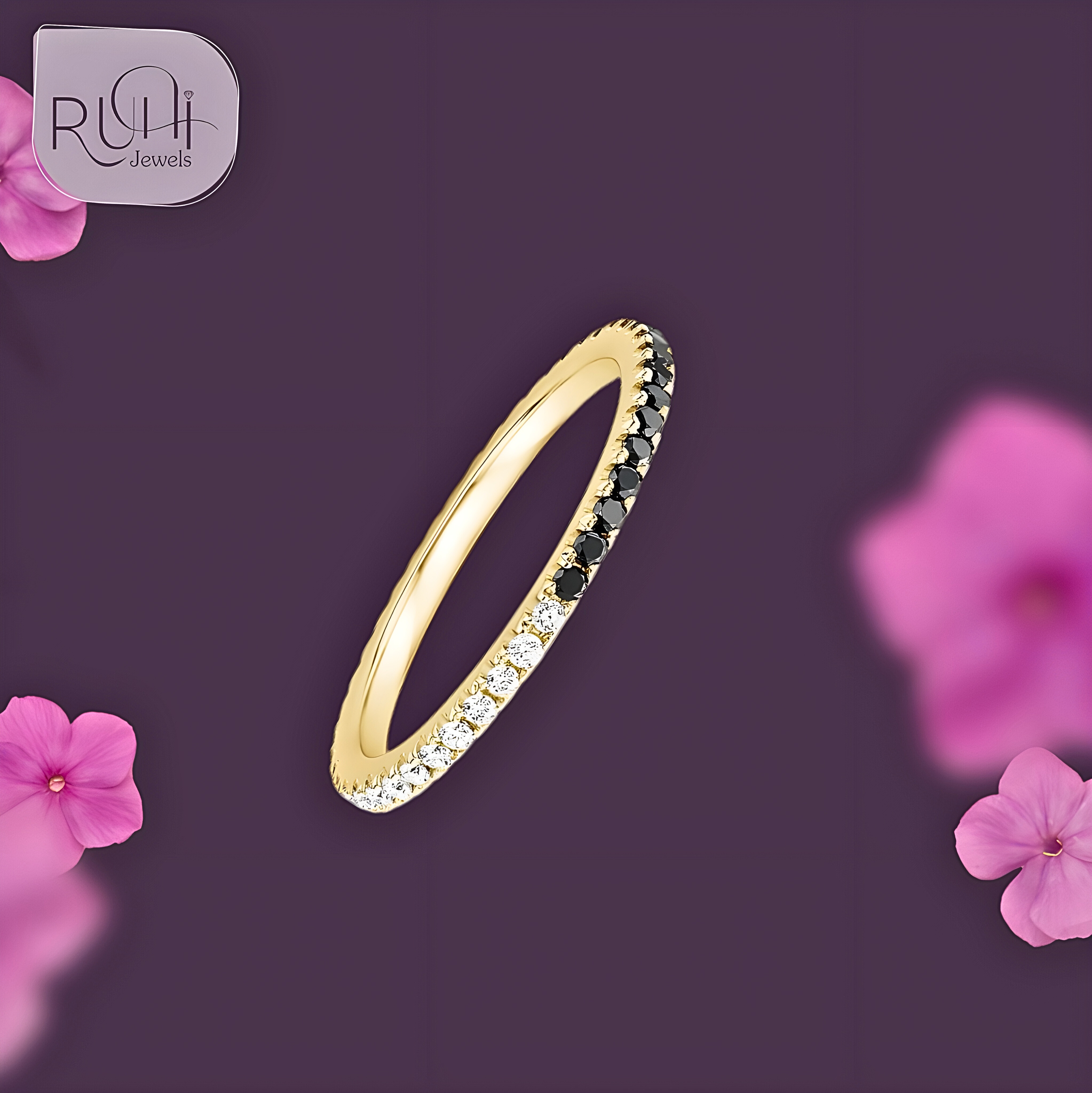 Twilight Bond – Dual-Tone Diamond Mangalsutra Ring