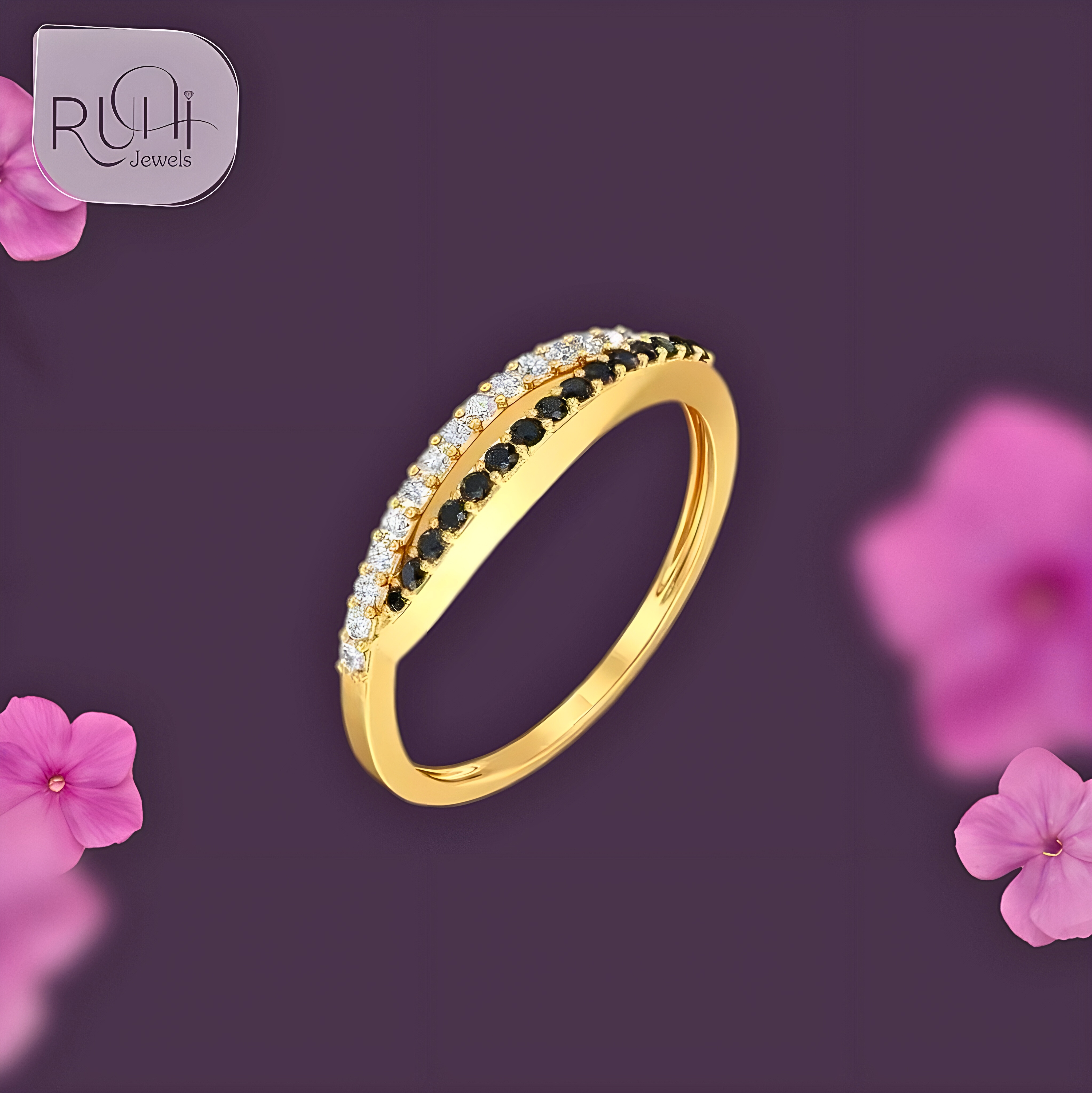 Radiant Vows: Dual-Row Mangalsutra Diamond Ring