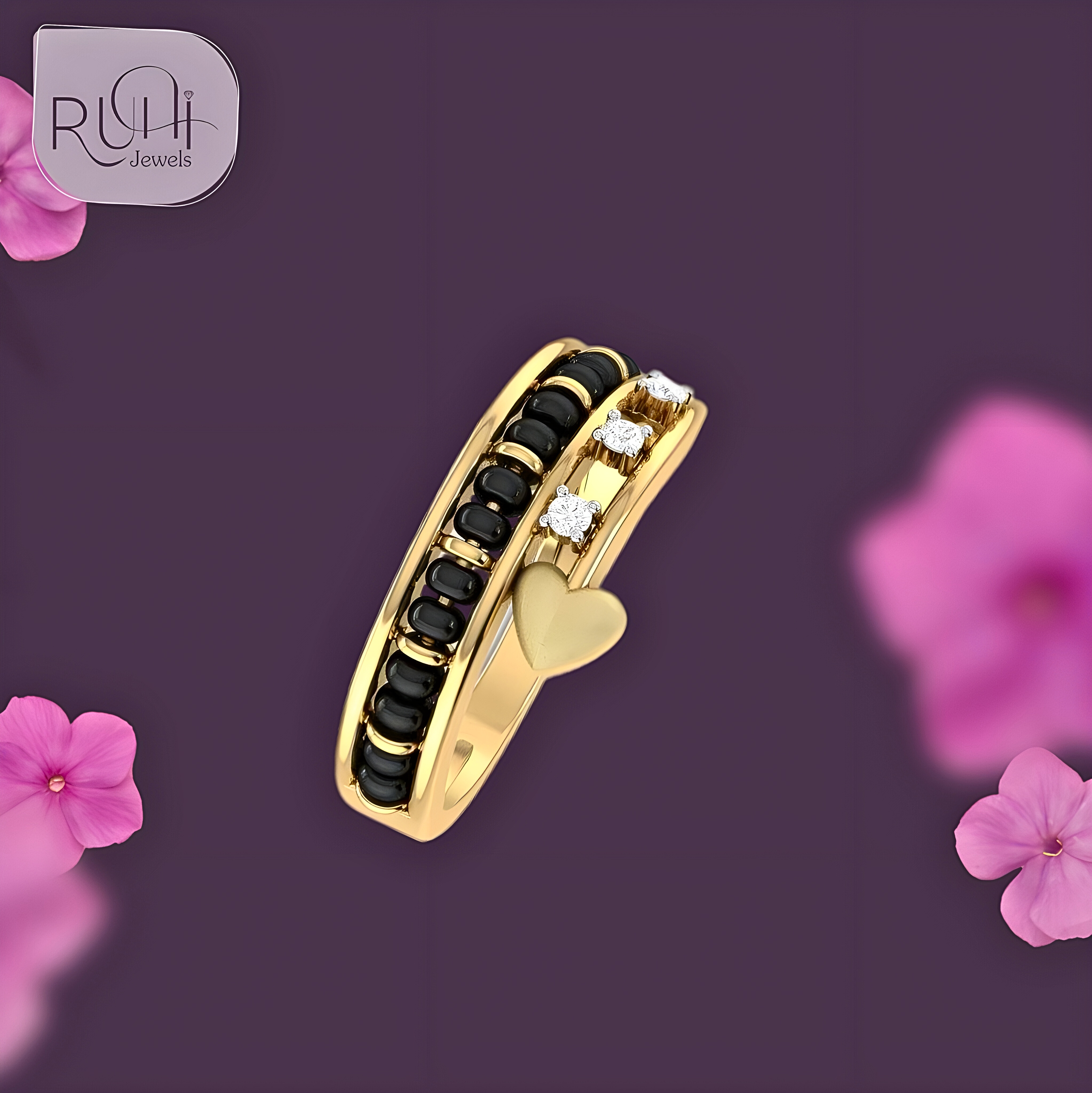 HeartBound: Modern Mangalsutra Diamond Ring