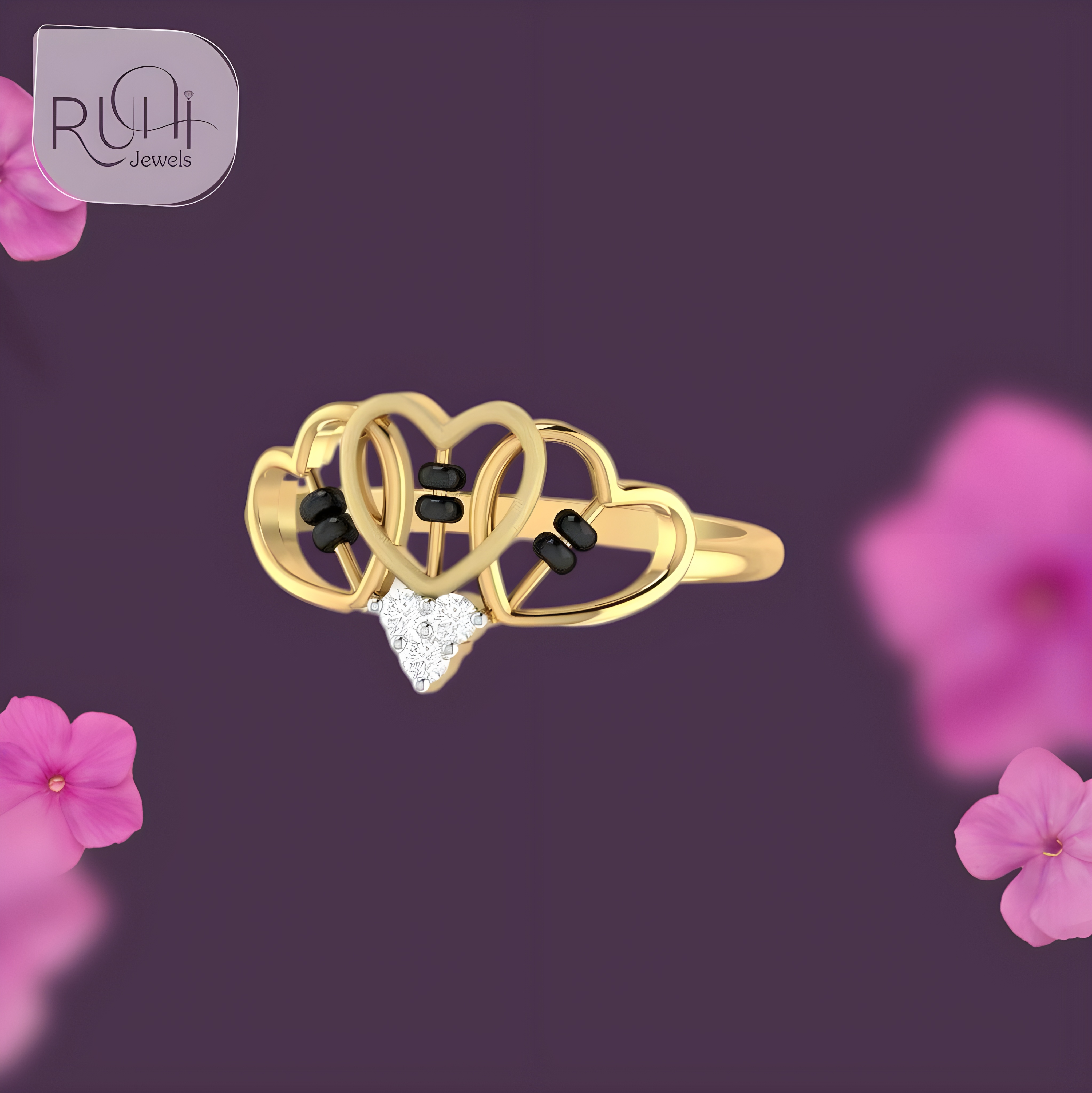 Heartstrings – Triple Heart Mangalsutra Ring