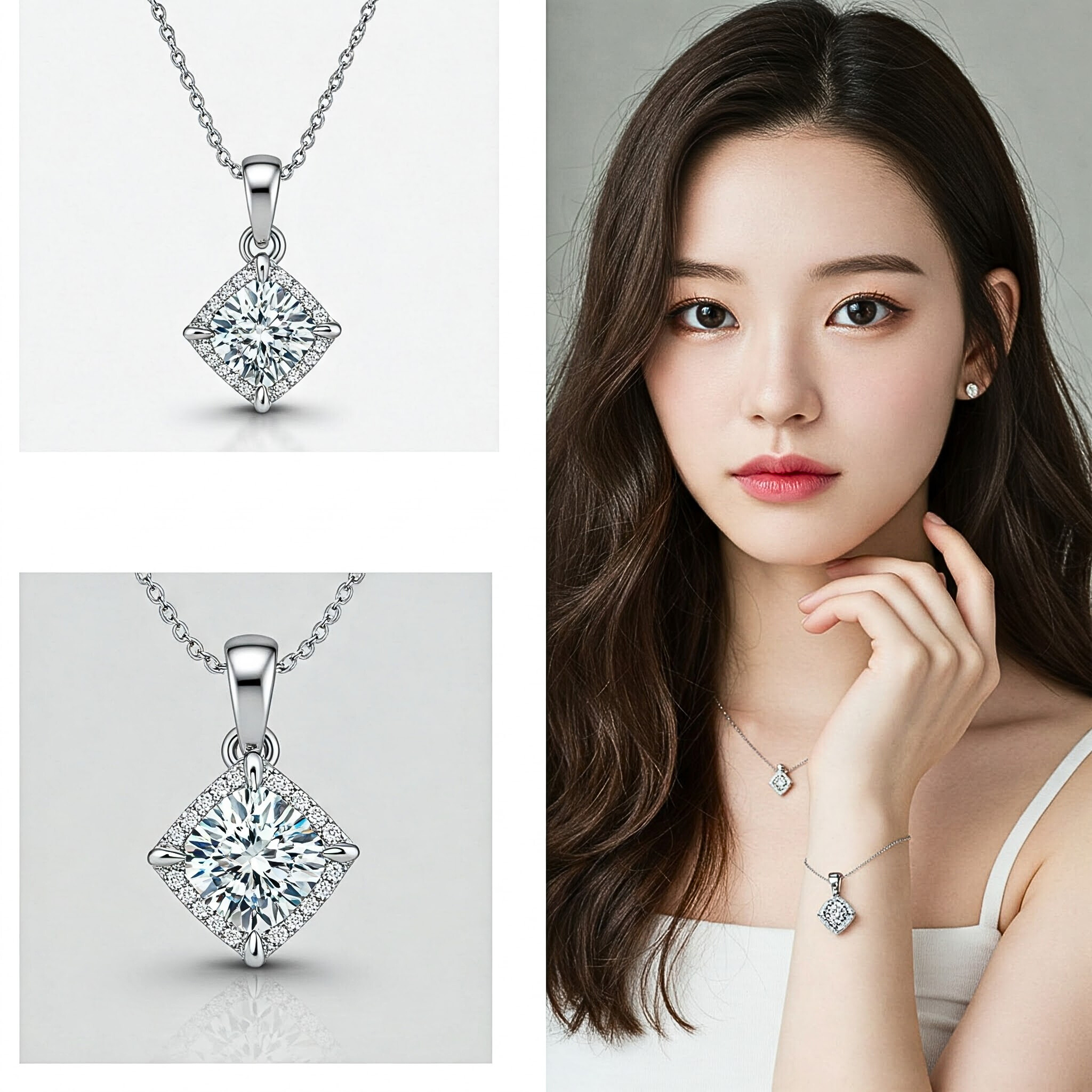 Elegant Round Lab-Grown Diamond Halo Pendant