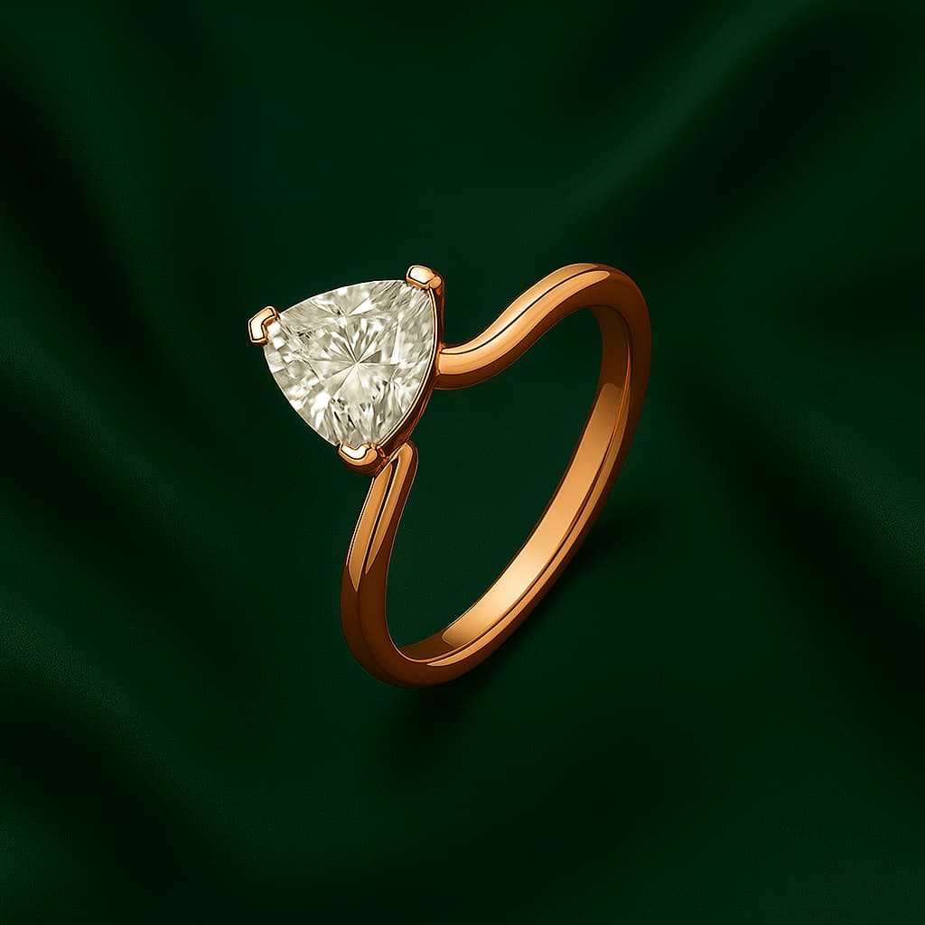 Trillion-Cut Lab-Grown Diamond Ring in Rose Gold