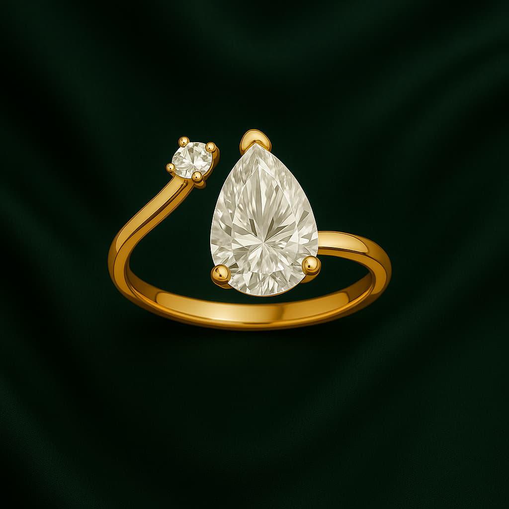 Pear-Cut Lab-Grown Diamond Open Ring
