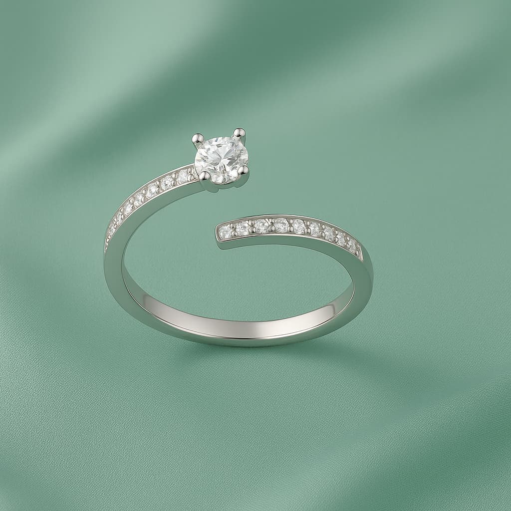 Elegant Curve: Open Band Lab-Grown Diamond Ring