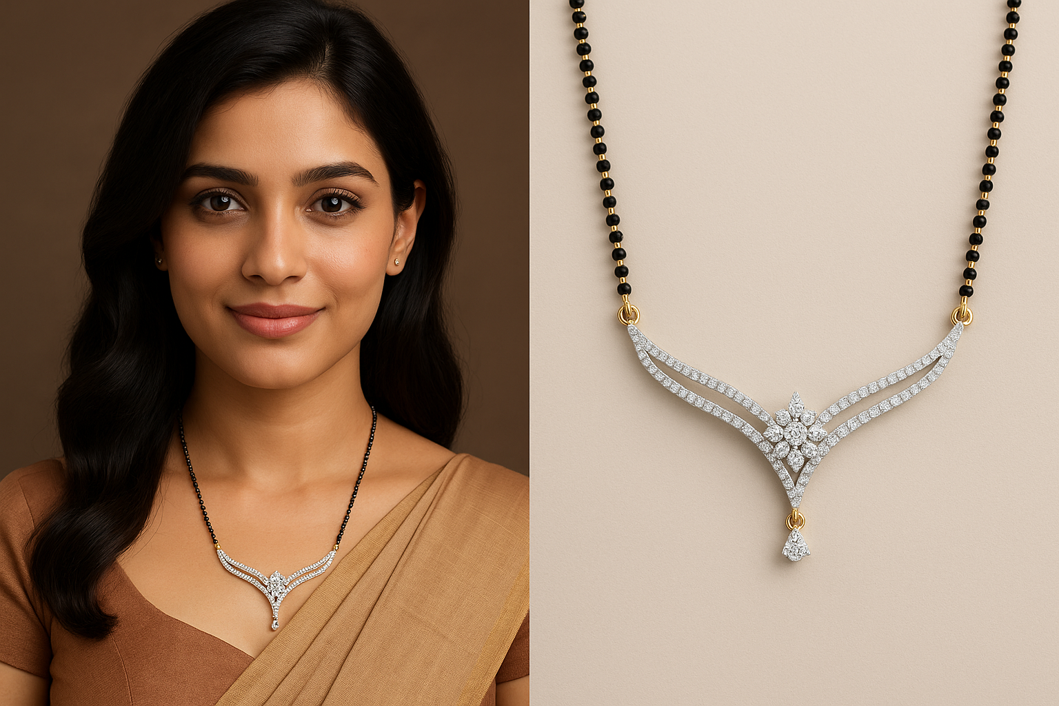 Floral Radiance Diamond Mangalsutra Pendant